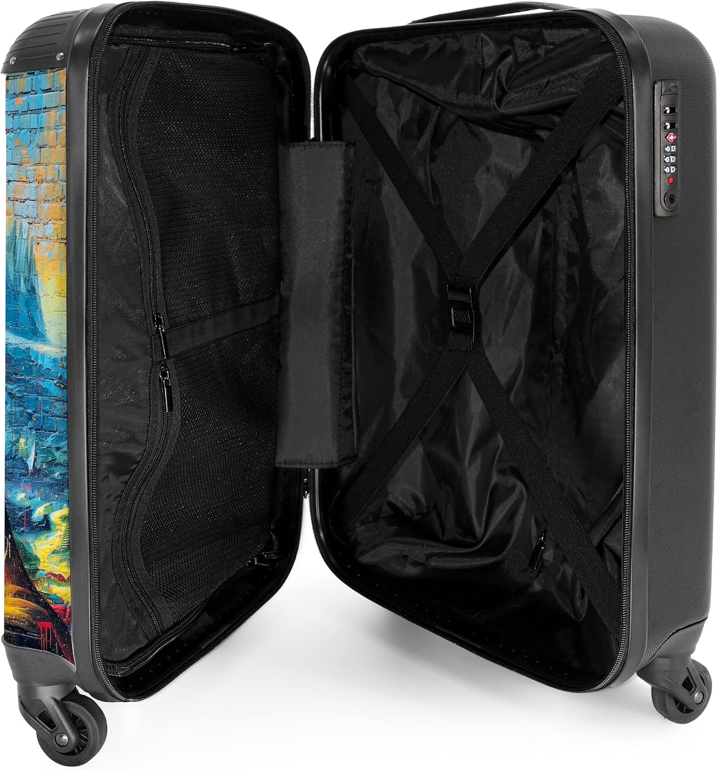 Thumbnail 3 de Valigia da cabina NoBoringSuitcases.com Mona Lisa in blu, 55x40x20 cm