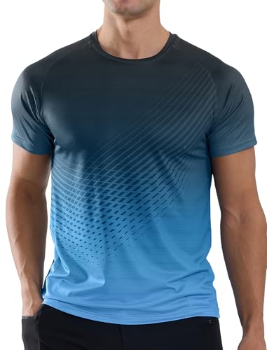 Detalle de Veepro Men’s T-Shirts Gym Running Tee — Moisture-Wicking, Quick Dry, Breathable Short Sleeve in Gradient Green (3XL)
