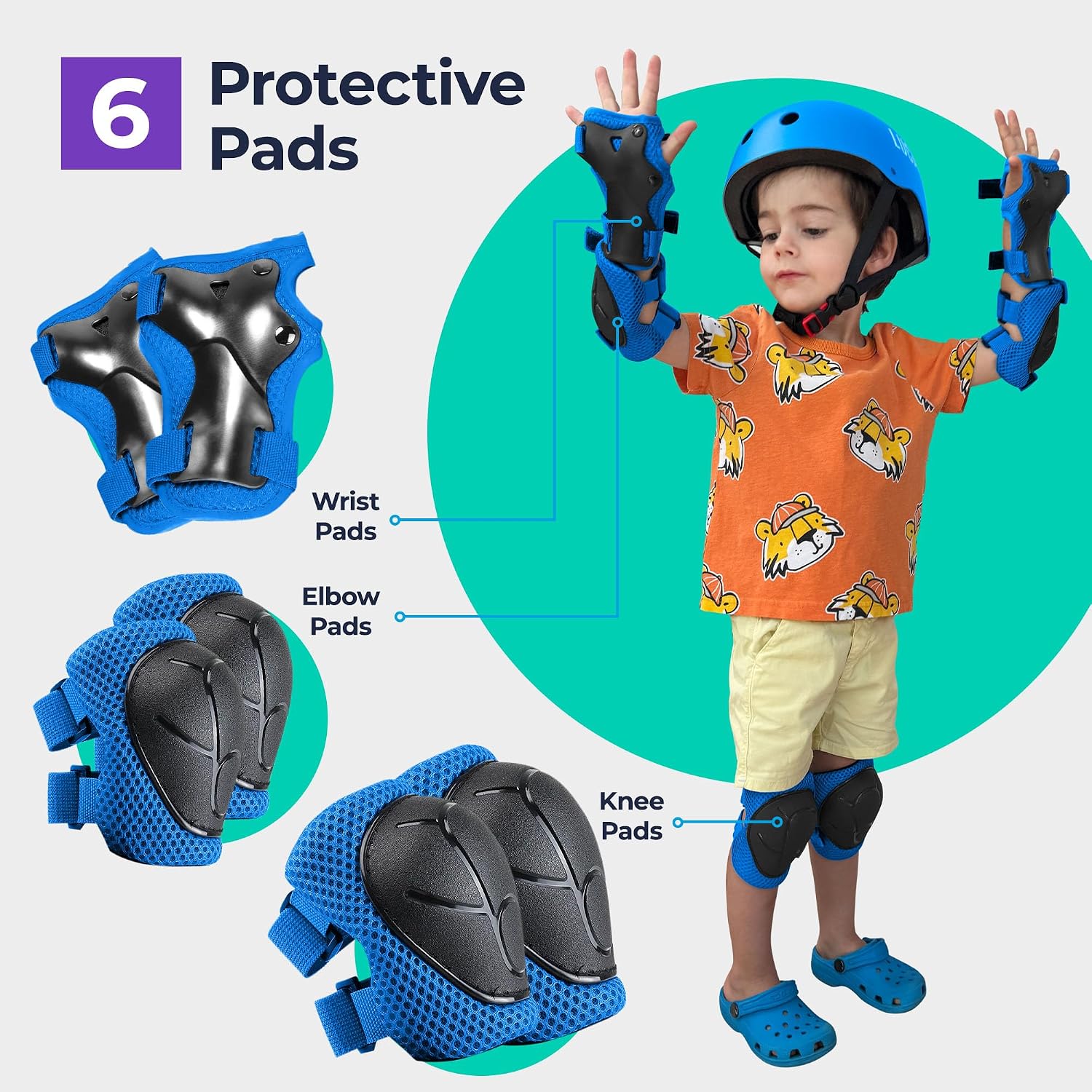 Thumbnail 6 de Niftii Kids Helmet with Pads – Adjustable multi-sport safety set for ages 3–15