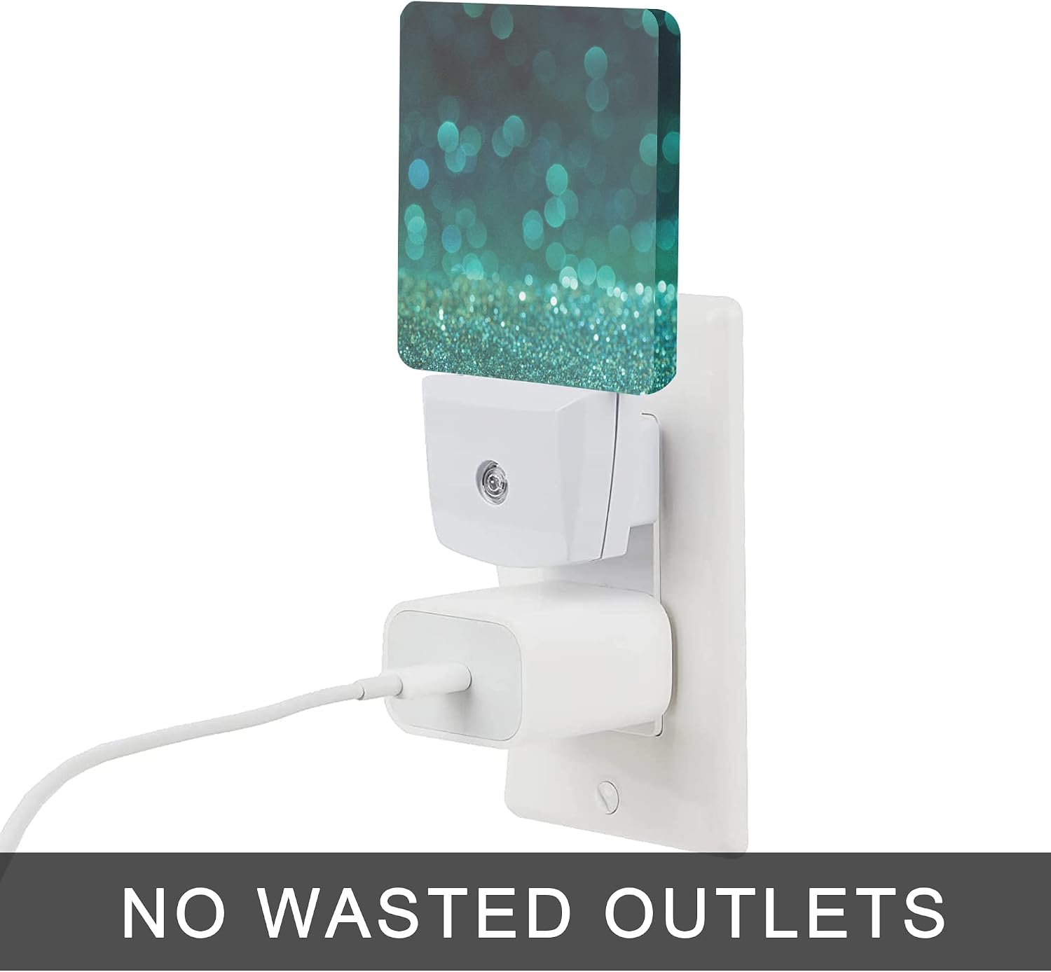 Detalle de Oeaskly SBD04 Green Glitter Plug-In LED Night Light with Dusk-to-Dawn Sensor