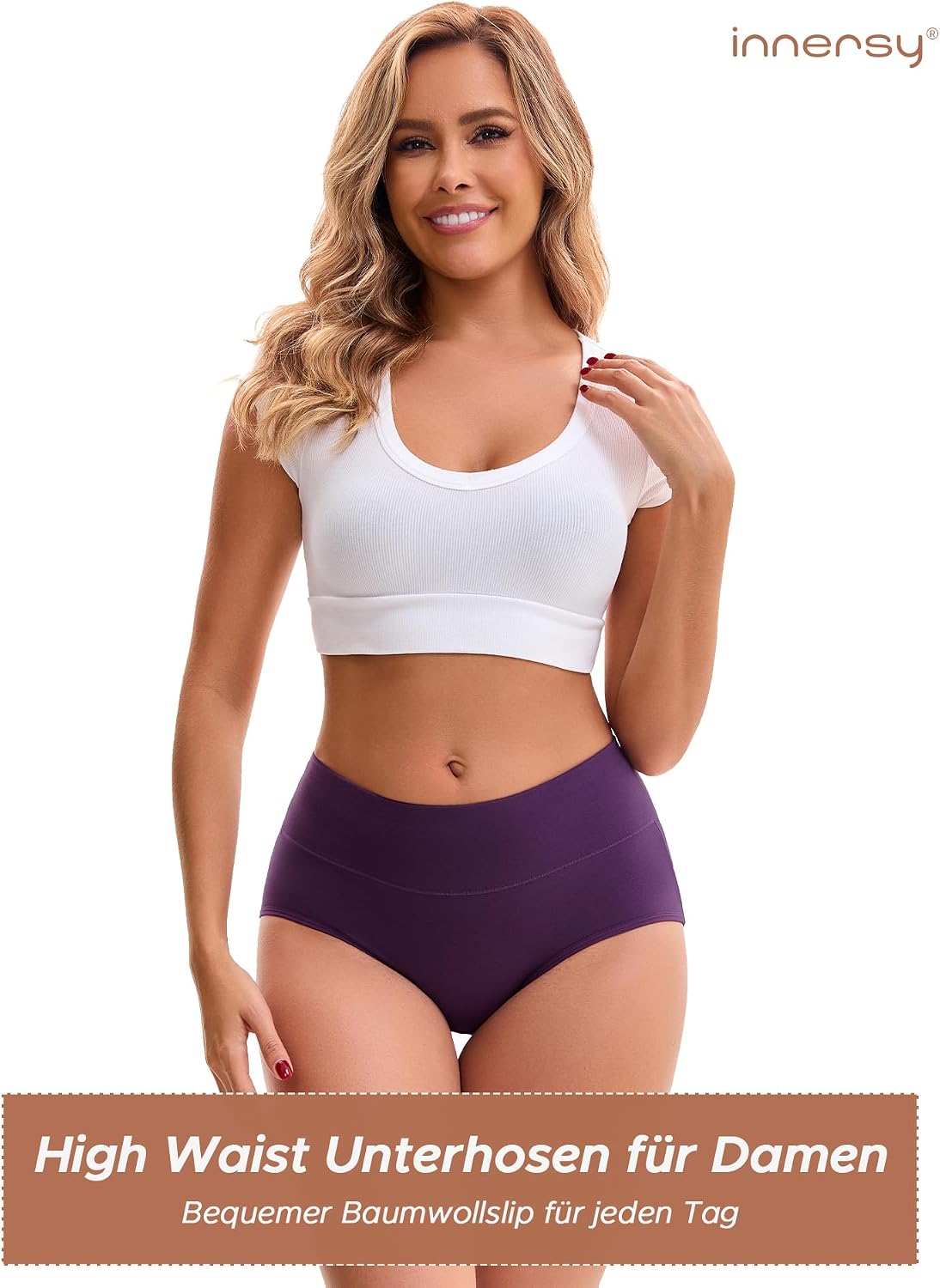 Thumbnail 1 de INNERSY Damen-Slips aus Baumwolle mit Stretch, hohe Taille – 5er Pack