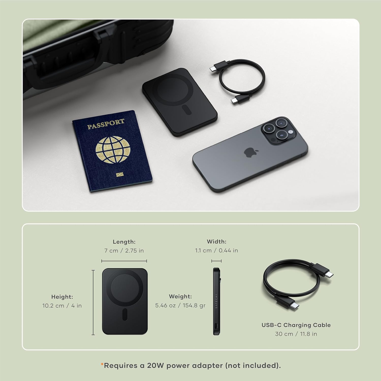 Thumbnail 5 de SATECHI OntheGo™ Batterie Externe MagSafe 5000 mAh (Qi2 15 W) avec support pliable — Noir
