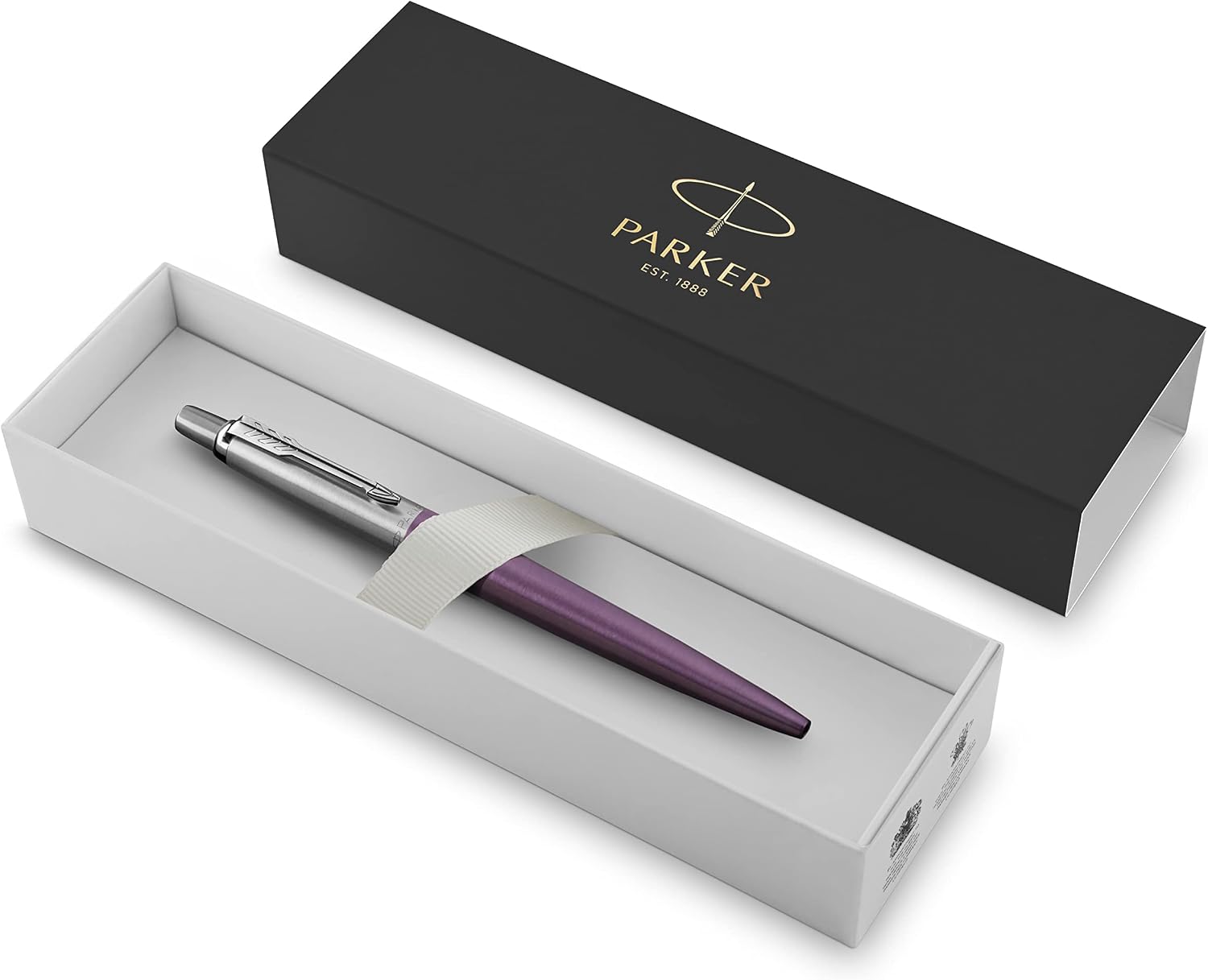 Detalle de Parker Jotter Penna a Sfera | Dettagli Cromati, Confezione Regalo, 2 Pezzi in Nero – Punta Media