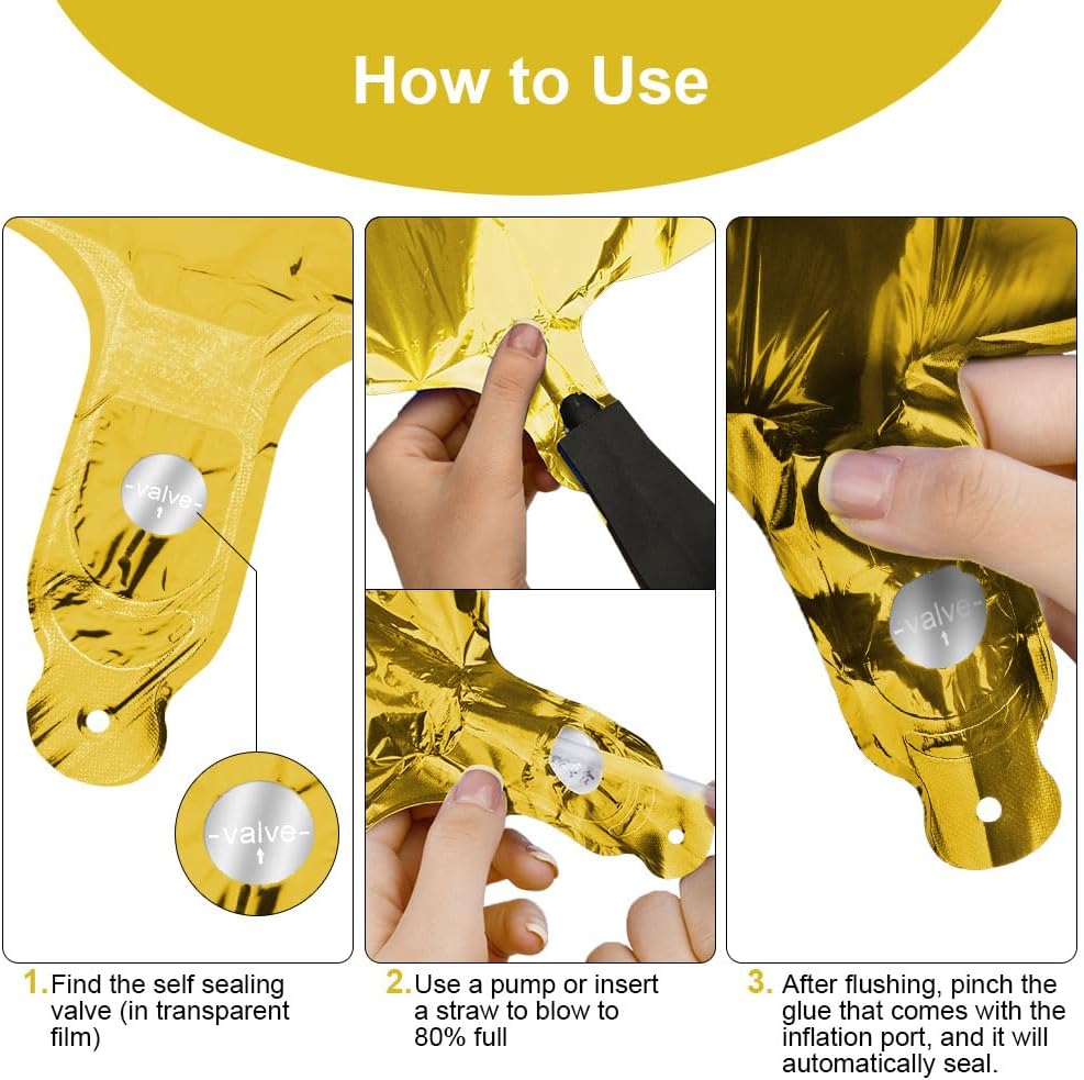 Thumbnail 3 de OFFCUP Gold Number 50 Self‑Inflating 40 Inch Balloons 🎈