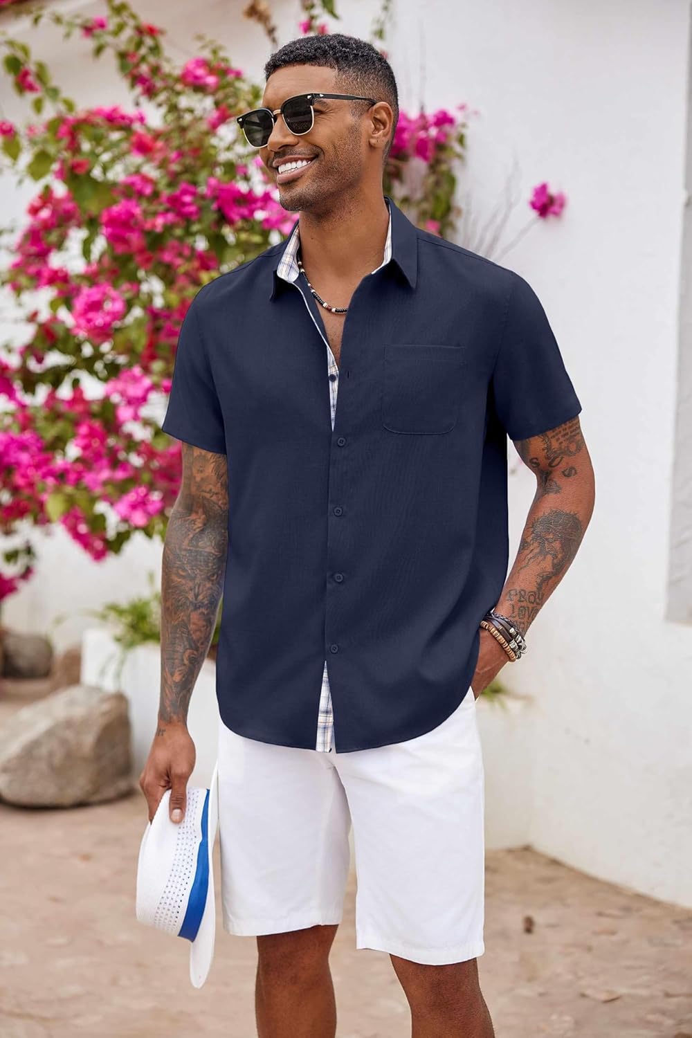 Thumbnail 1 de COOFANDY Men’s Short Sleeve Button-Down Shirt with Chest Pocket