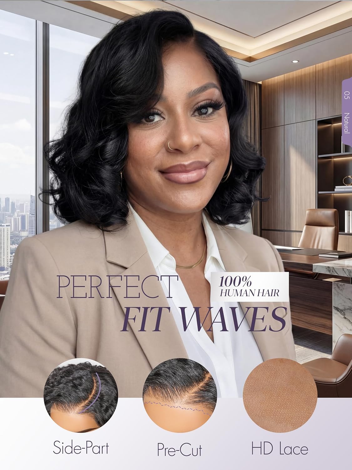 Thumbnail 2 de LUVME HAIR 100% Human Hair Loose Wave Glueless Wig with HD Lace, Pre-Cut Lace & Bleached Knots (12 in)