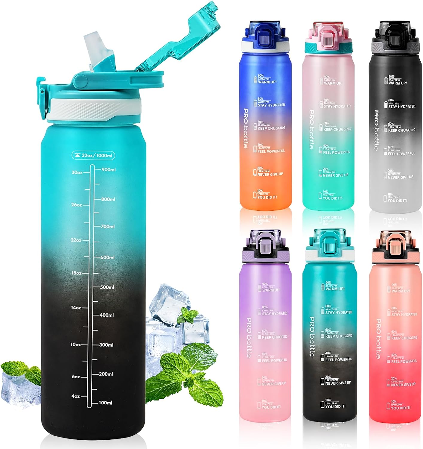 Detalle de SEASEVEN Sports 1L water bottle with straw
