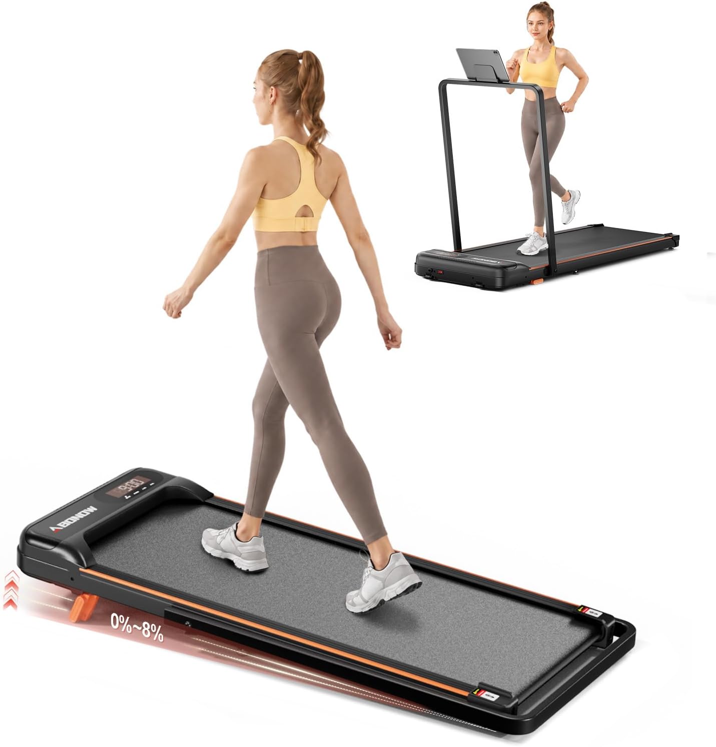 Detalle de Abonow 3000 Under Desk Walking Pad Treadmill, 8% Manual Incline, LED Display