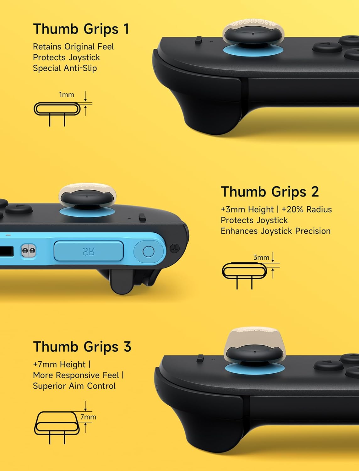 Thumbnail 1 de JSAUX grips de pouce antidérapants pour Nintendo Switch 2 (rouges et beiges) – 3 paires, 6 pièces