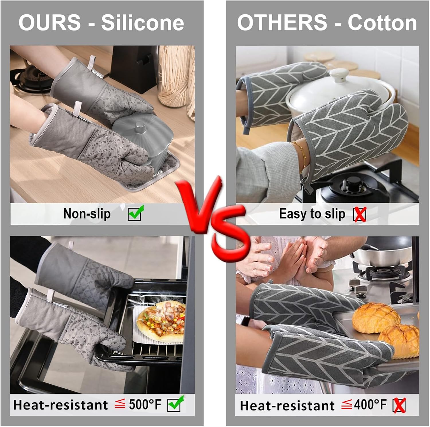 Detalle 2 de KEGOUU 6-Piece Oven Mitts & Potholders ⚙