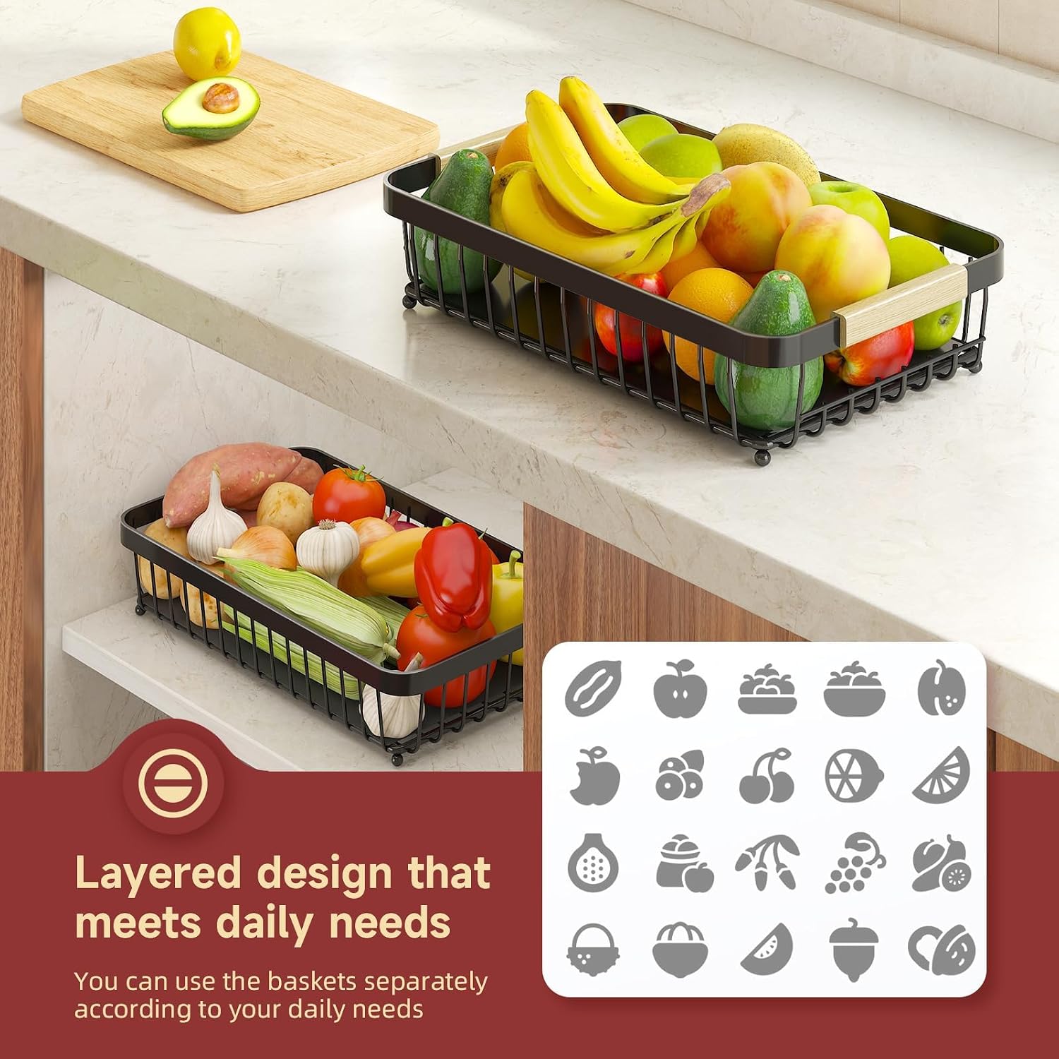 Thumbnail 5 de Sevenblue 2 Tier Fruit Basket 2026