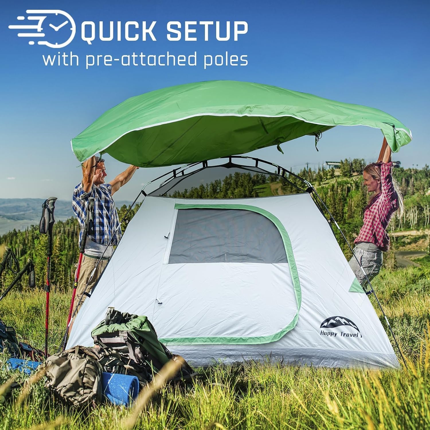 Detalle de Happy Travel Camping Tent: 4-6 Person Dome Tent with Rainfly