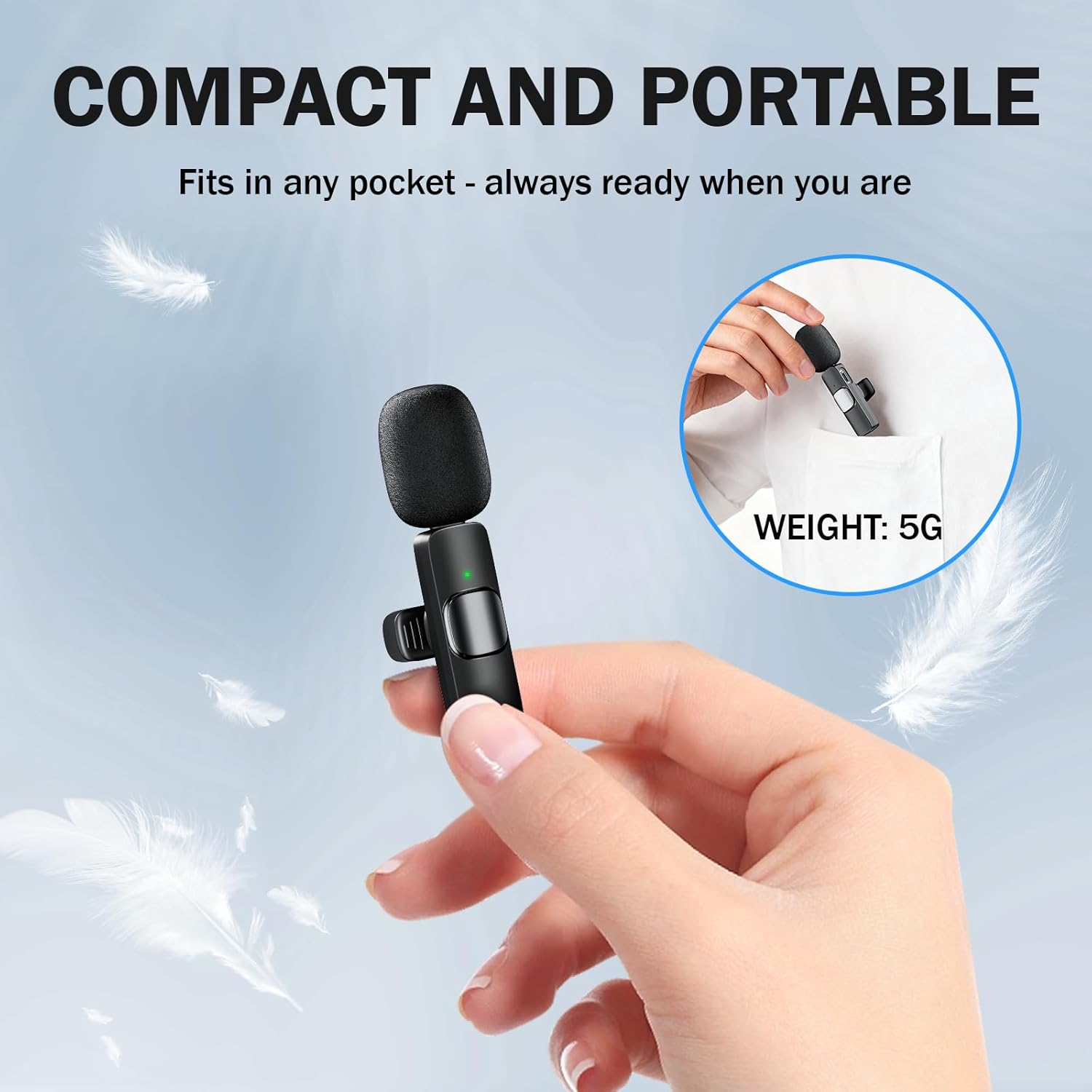Thumbnail 6 de Micrófono Inalámbrico Solapa para iPhone iPad Android Ordenador, Mini Microfono Inalambrico para Movil,Micrófono Lavalier Inalámbrico Plug-Play Inalambrico, para Grabación de Vídeo, Vlogging, Tiktok