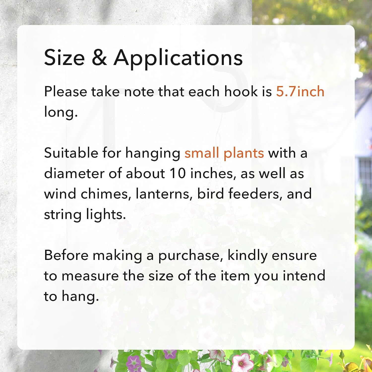 Detalle 2 de saffruff black hooks for hanging plants, 5.7-Inch Wall Hangers, 2-Pack