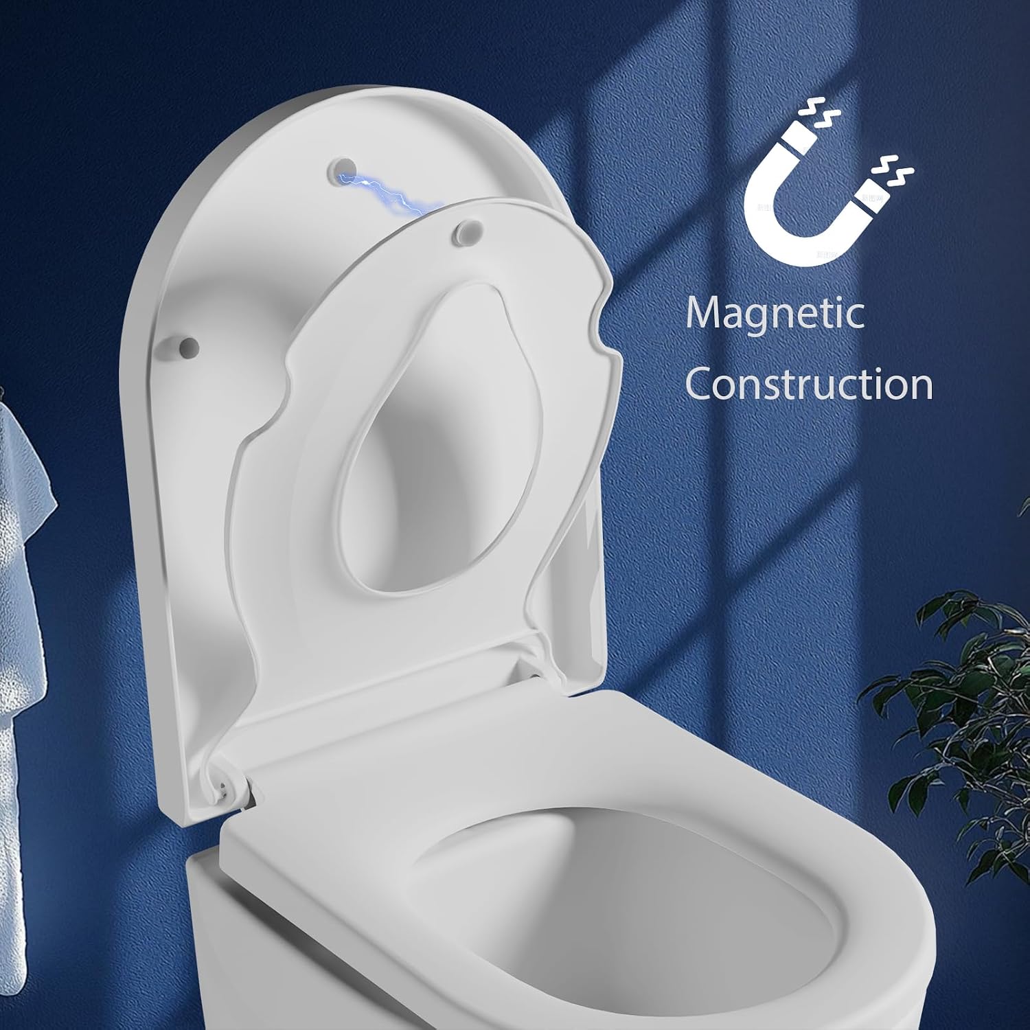 Detalle 2 de Aptliton Family Toilet Seat with Quick Release, Soft Close and Built-in Child Seat (D-shape) – White