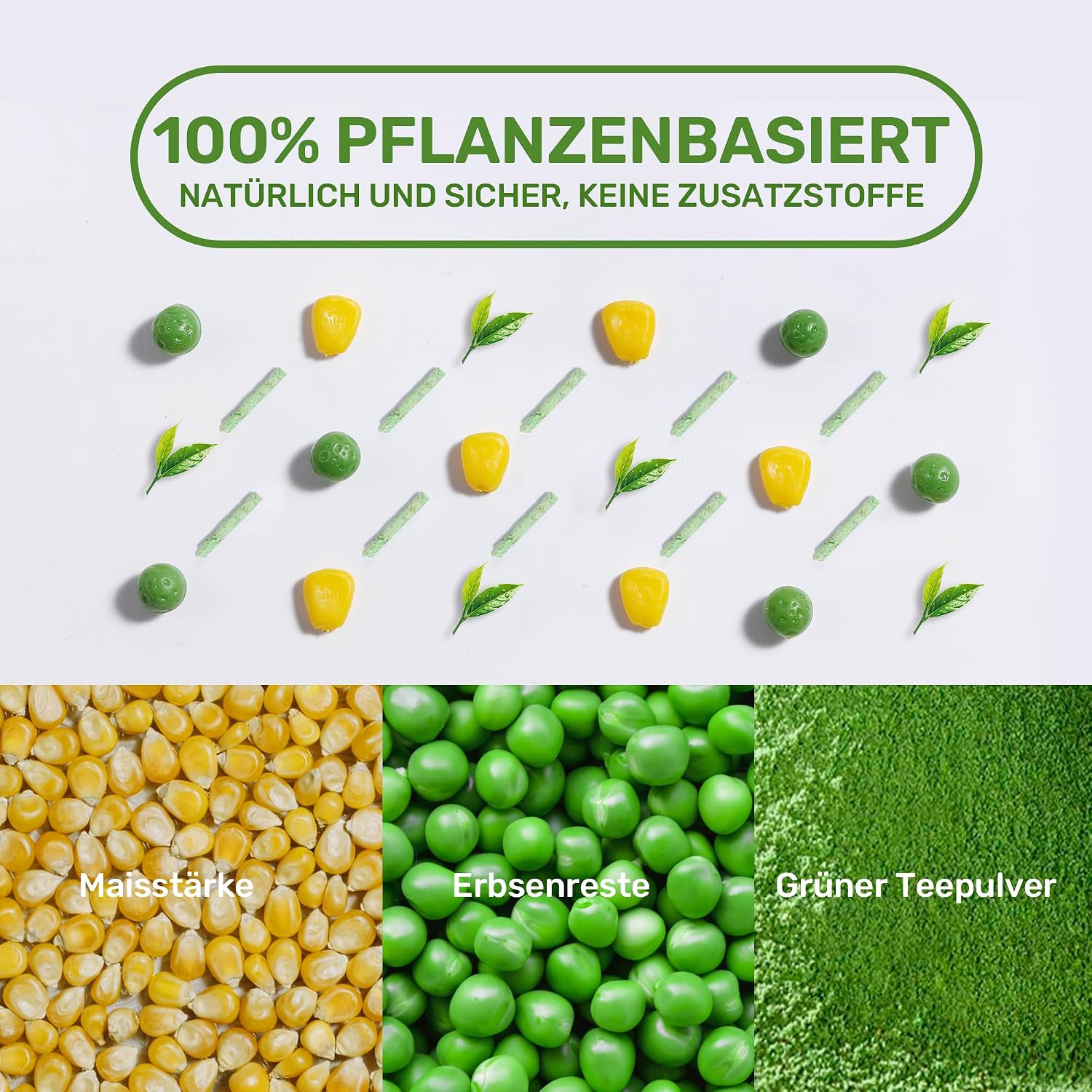 Detalle de FUKUMARU Tofu Katzenstreu 5,4 kg – Klumpendes Streu mit grünem Tee Duft, staubfrei & spülbar
