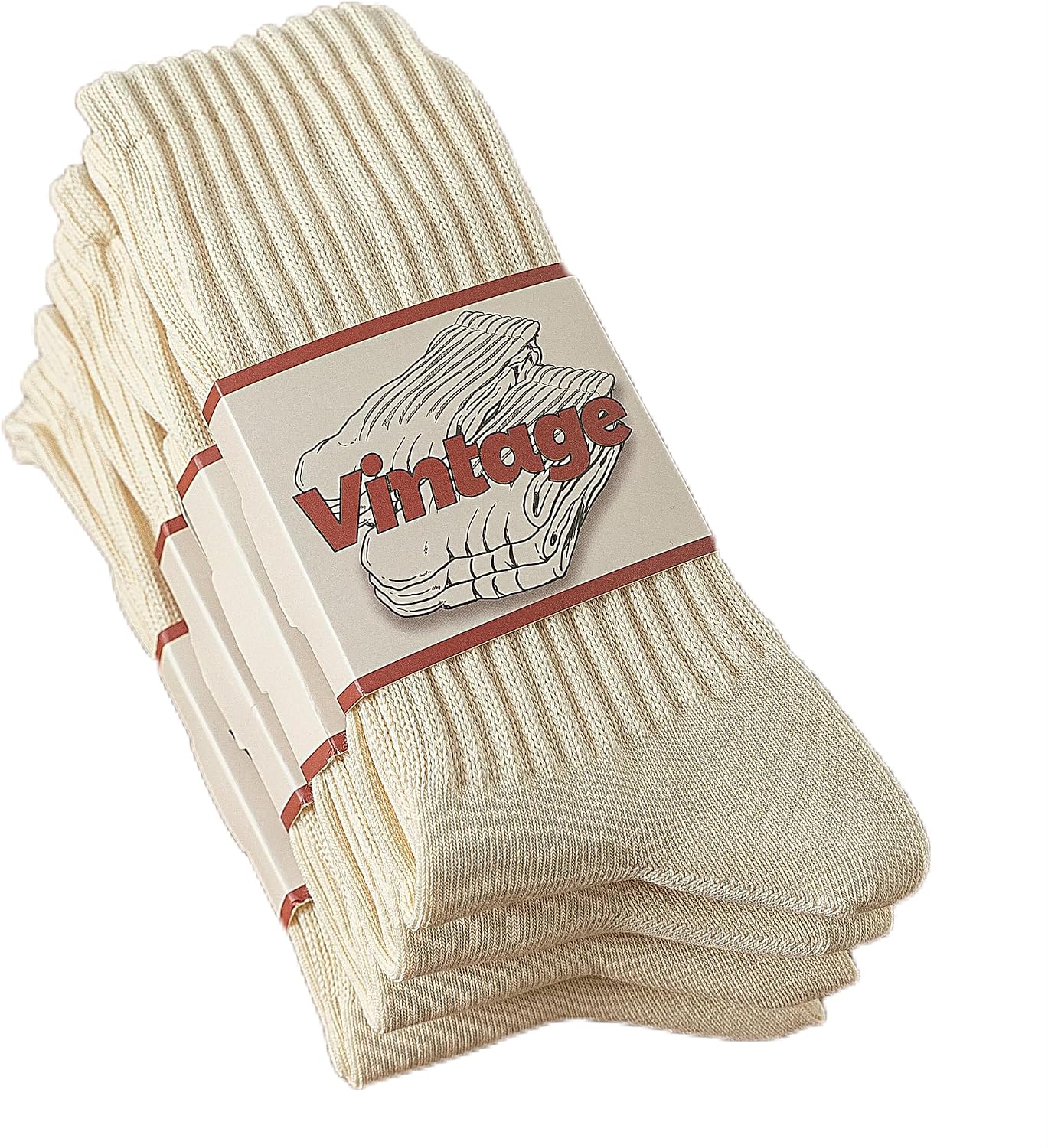 Detalle de DAUCO Cotton Crew Socks, 4 Pairs, 98% Cotton, Seamless Toe, Slouchy Fit