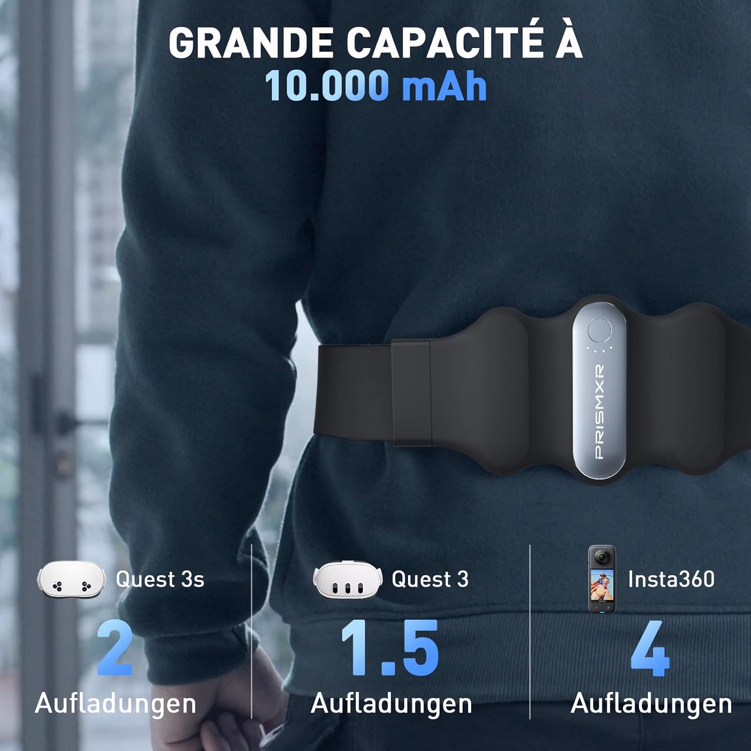 Thumbnail 1 de PRISMXR Batterie 10 000 mAh Carina W1 (USB-C) – charge rapide 30W pour Meta Quest 3S/3/2 et autres appareils