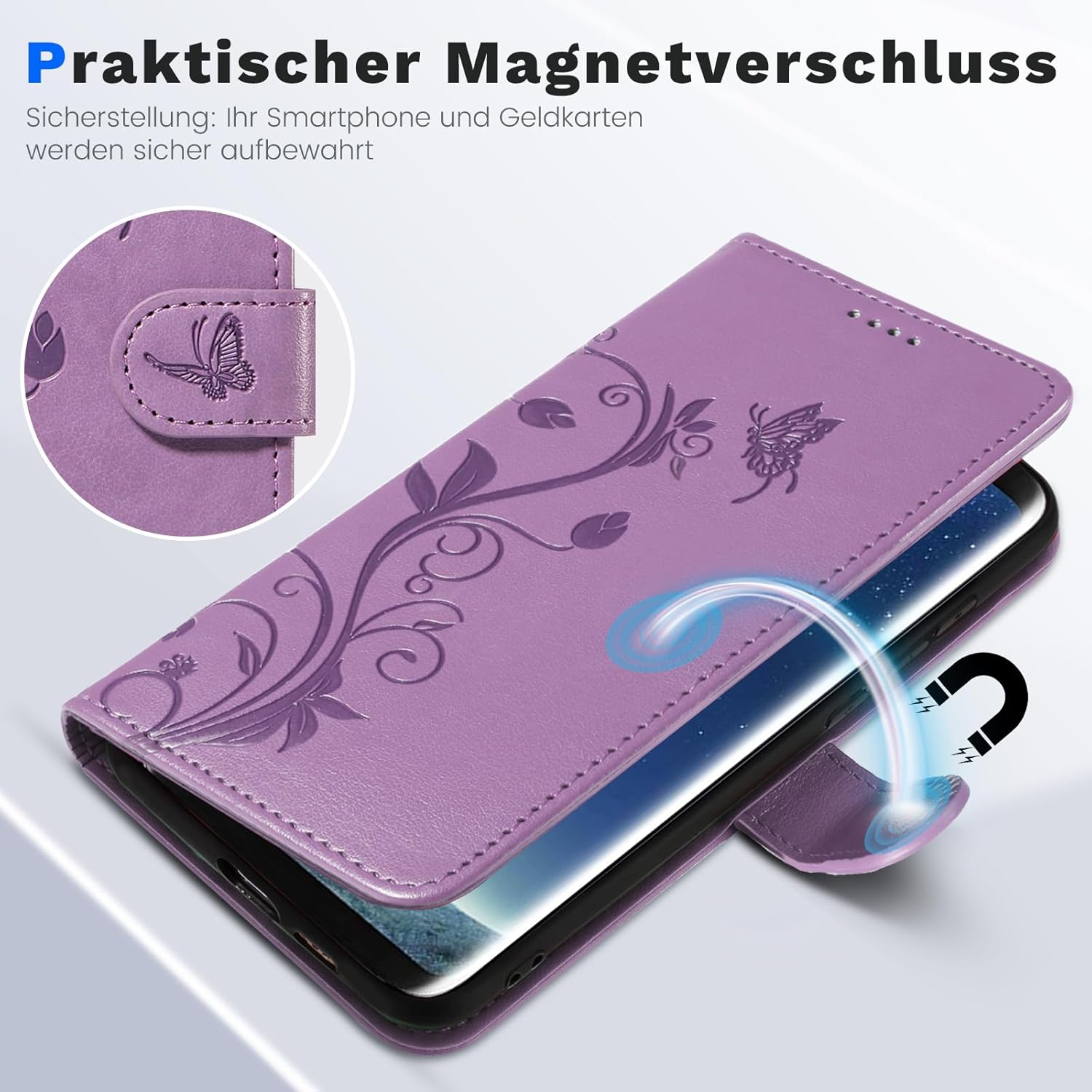 Thumbnail 4 de Vanki Lederhülle Flip Wallet für Samsung Galaxy S8 (Lila) – PU-Leder, Ständer, 3 Kartenfächer