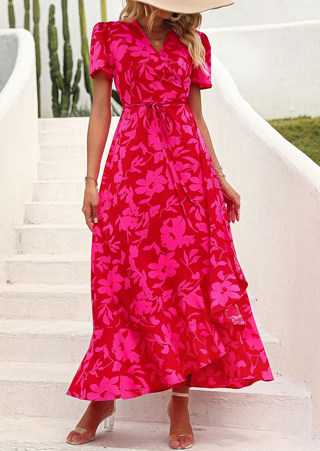 Thumbnail 6 de PRETTYGARDEN Women's Boho Floral Maxi Dress: V-Neck Wrap Comfort for Summer to Beyond