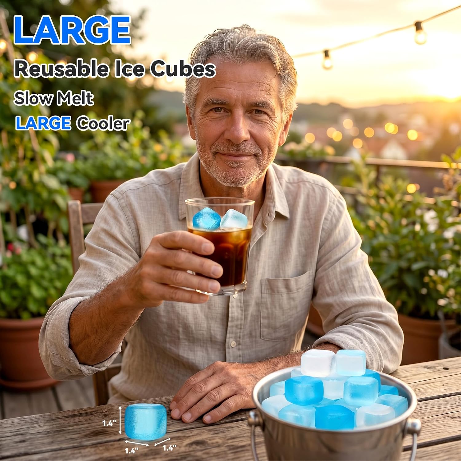 Thumbnail 3 de SHENGQIPC 1.4-Inch Reusable Ice Cubes, 100-Pack Blue BPA-Free Plastic