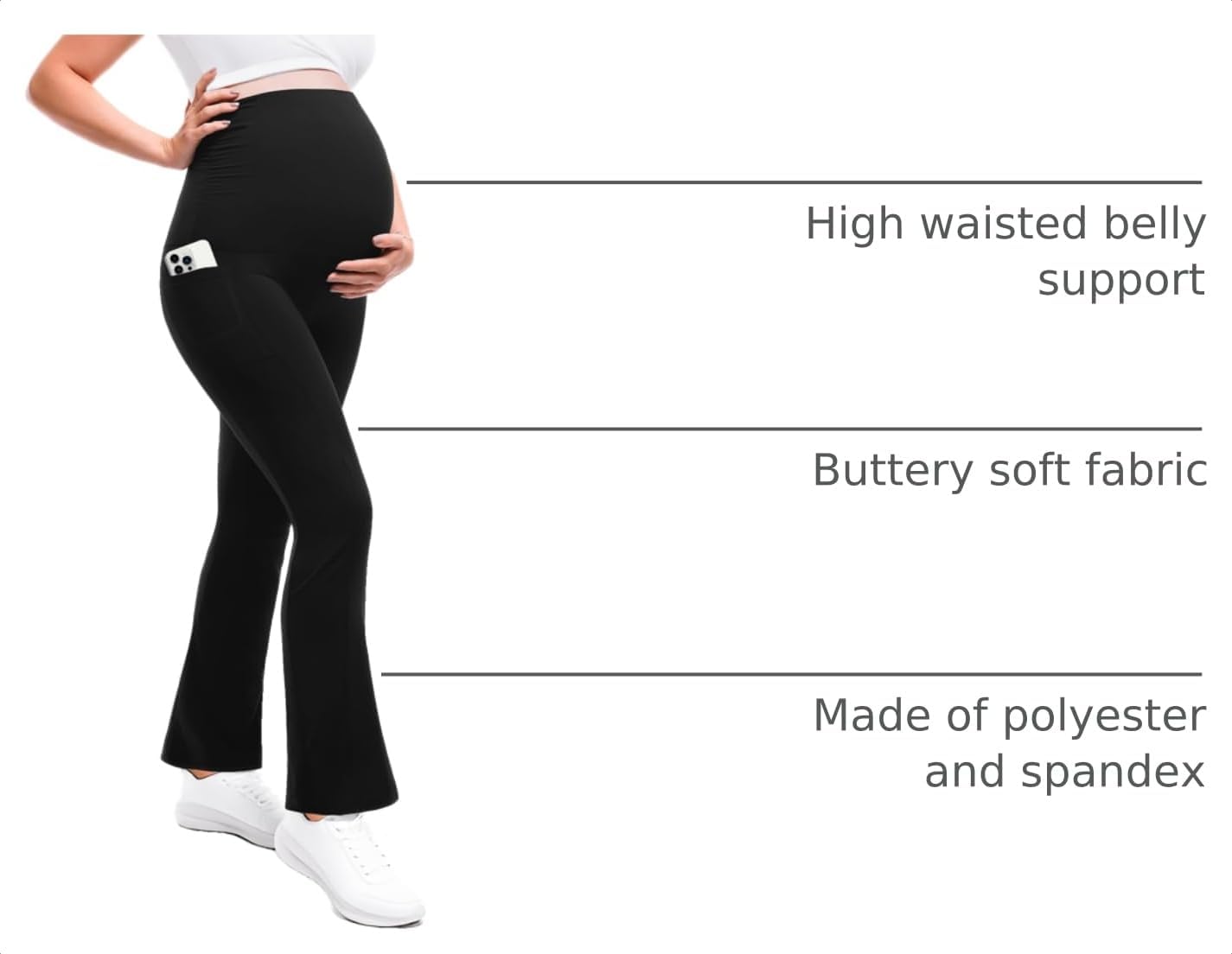 Detalle 2 de Leafigure Maternity Flare Leggings with Pockets