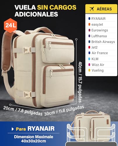 Thumbnail 1 de Mochila VANKEV para cabina 40x30x20 cm (24 L) con tiras y compartimentos: ideal para aerolíneas como Vueling, Ryanair y EasyJet
