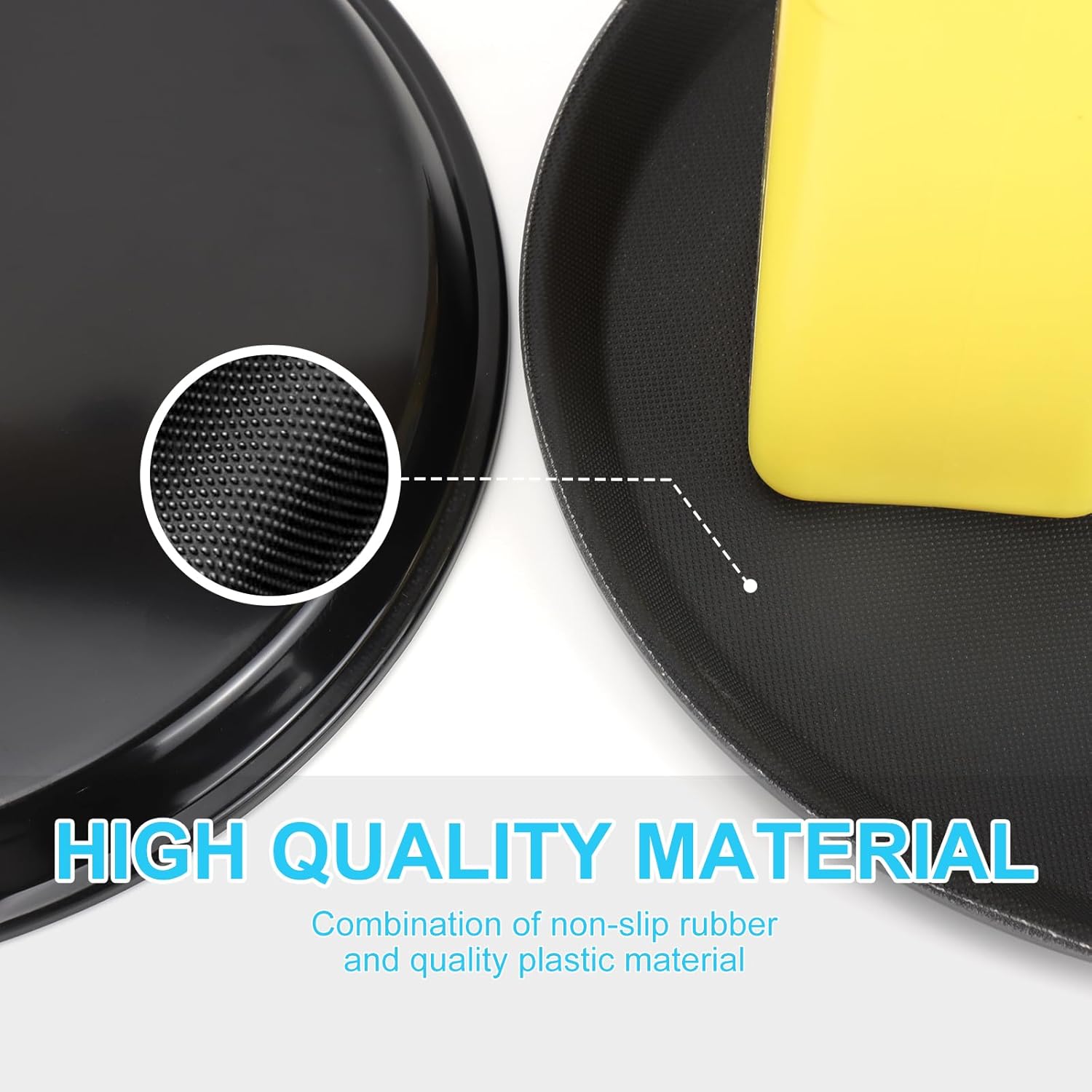Thumbnail 3 de 6 Pieces Restaurant Serving Tray Set — Non-Slip Round Plastic Trays, 28 cm, Black
