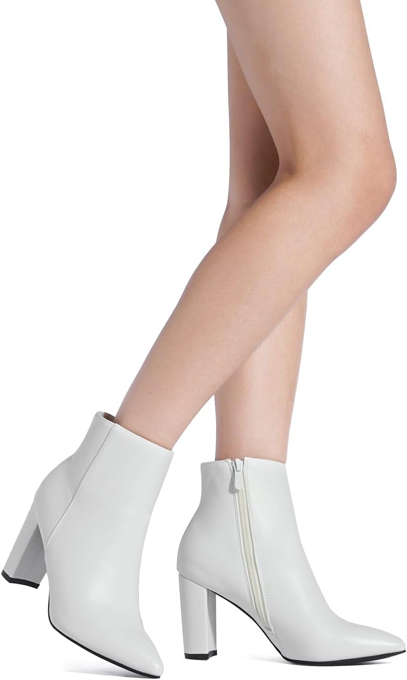 Detalle de DREAM PAIRS Sianna Chunky High Heel Ankle Booties with Faux-Fur Lining