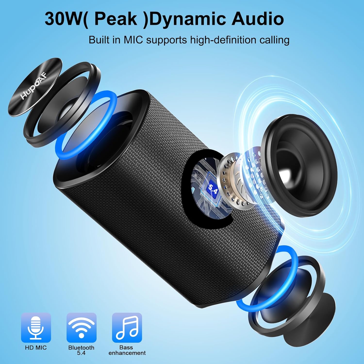 Thumbnail 2 de Hupoaf Bluetooth-Lautsprecher mit Licht, 5.4 Musikbox, 30 W Dual-Lautsprecher & IPX7