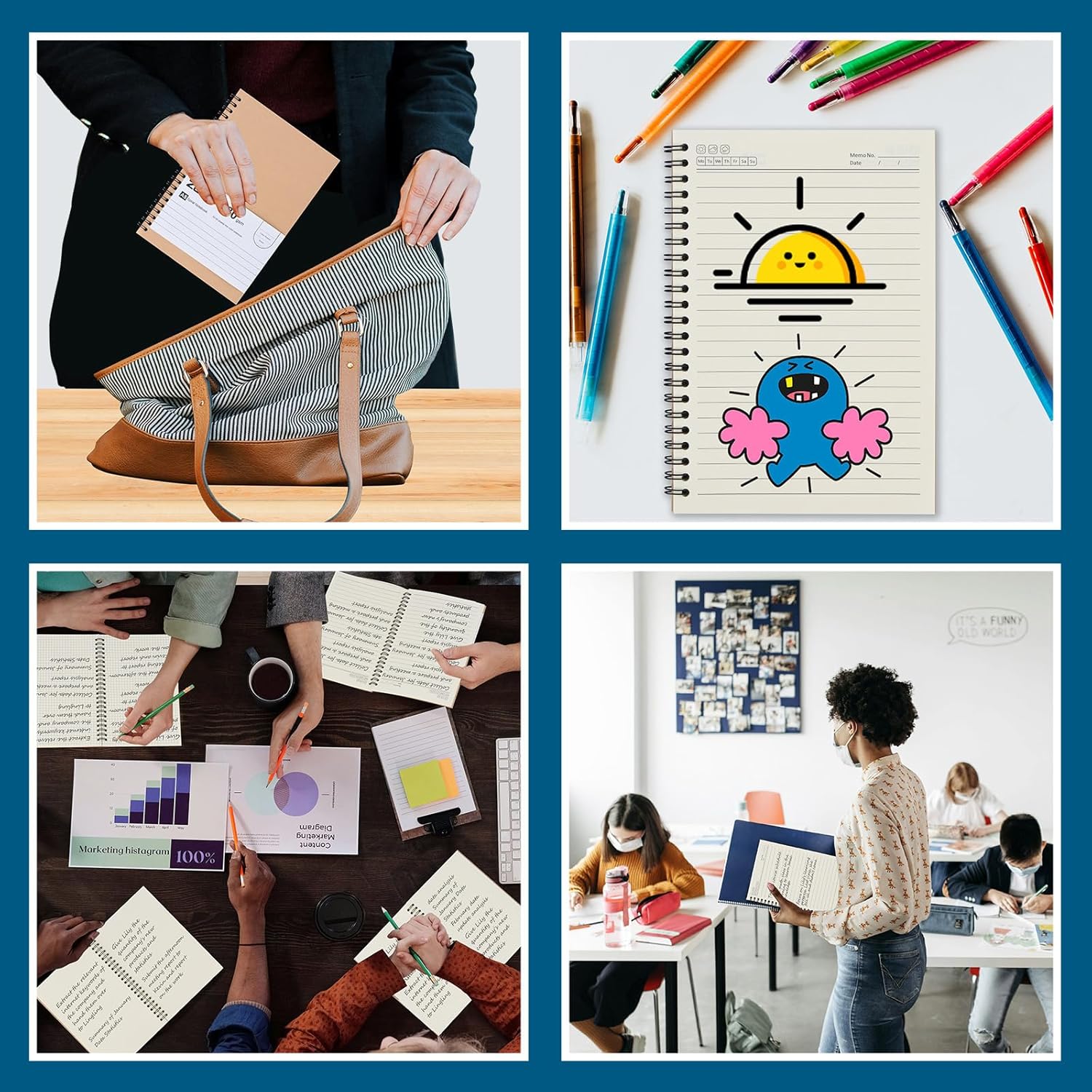 Thumbnail 6 de ZCZN A5 cahiers à spirale en kraft FSC – lot de 6, 60 feuillets lignés (80 g/m²)