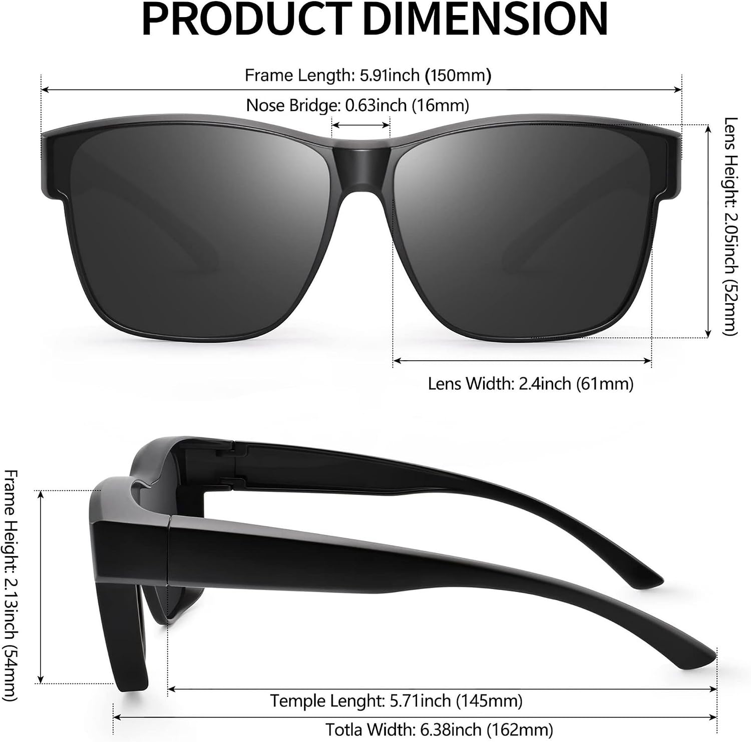 Detalle de URUMQI Sunglasses Fit Over Glasses for Men and Women – Polarised UV400