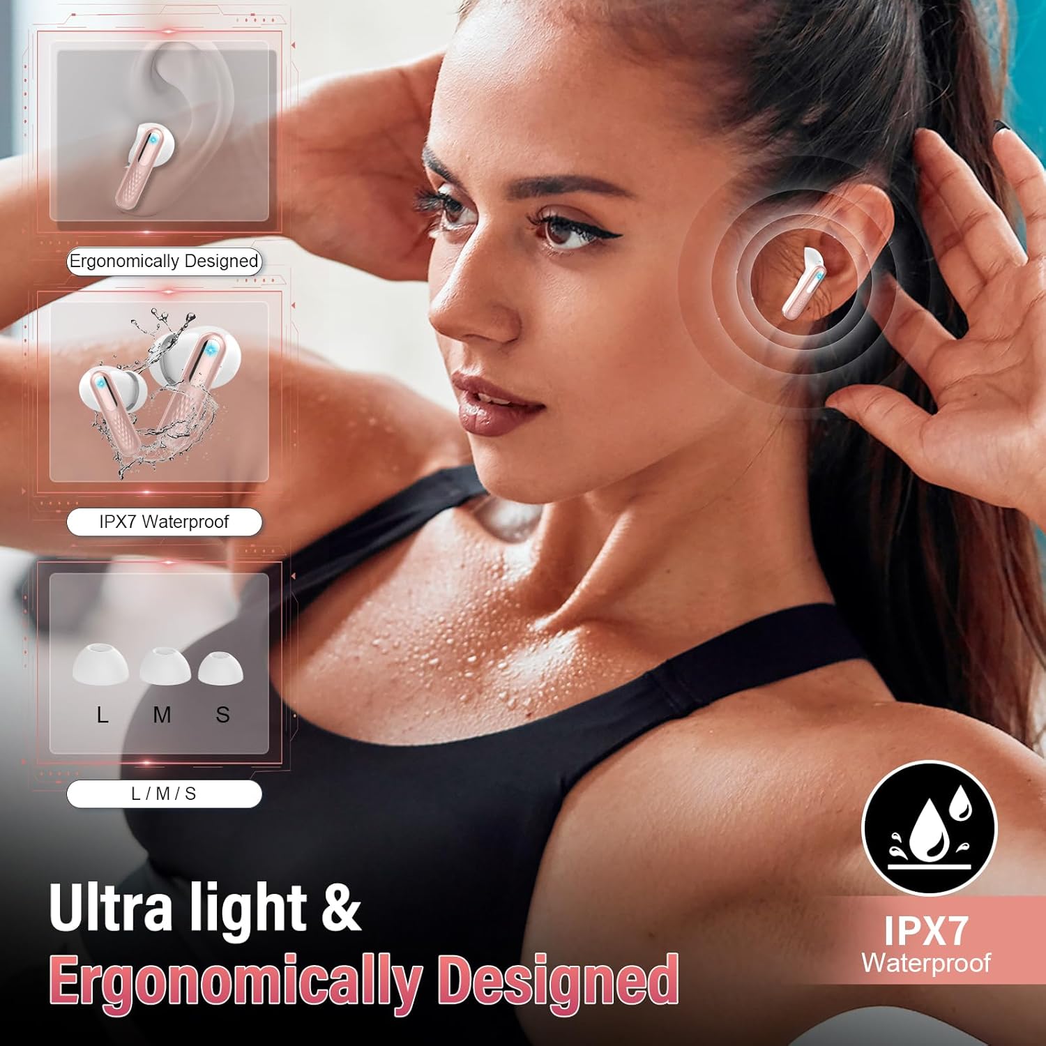 Thumbnail 6 de ZYHKON Z9 Pro Bluetooth In-Ear-Kopfhörer mit Touchscreen, ANC/ENC, Bluetooth 5.4 & IP7 (Rosa)