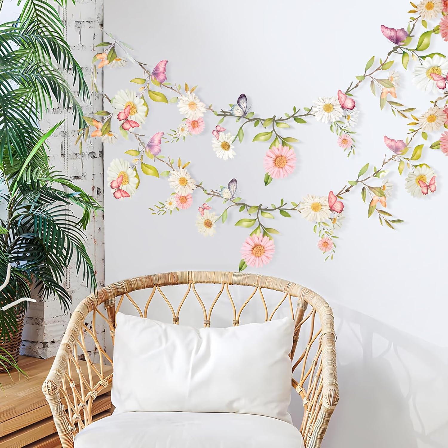 Thumbnail 5 de Easy Joy 2PCS Garden Flower Decorations – Pink & White Floral Paper Garland for Spring & Summer Events