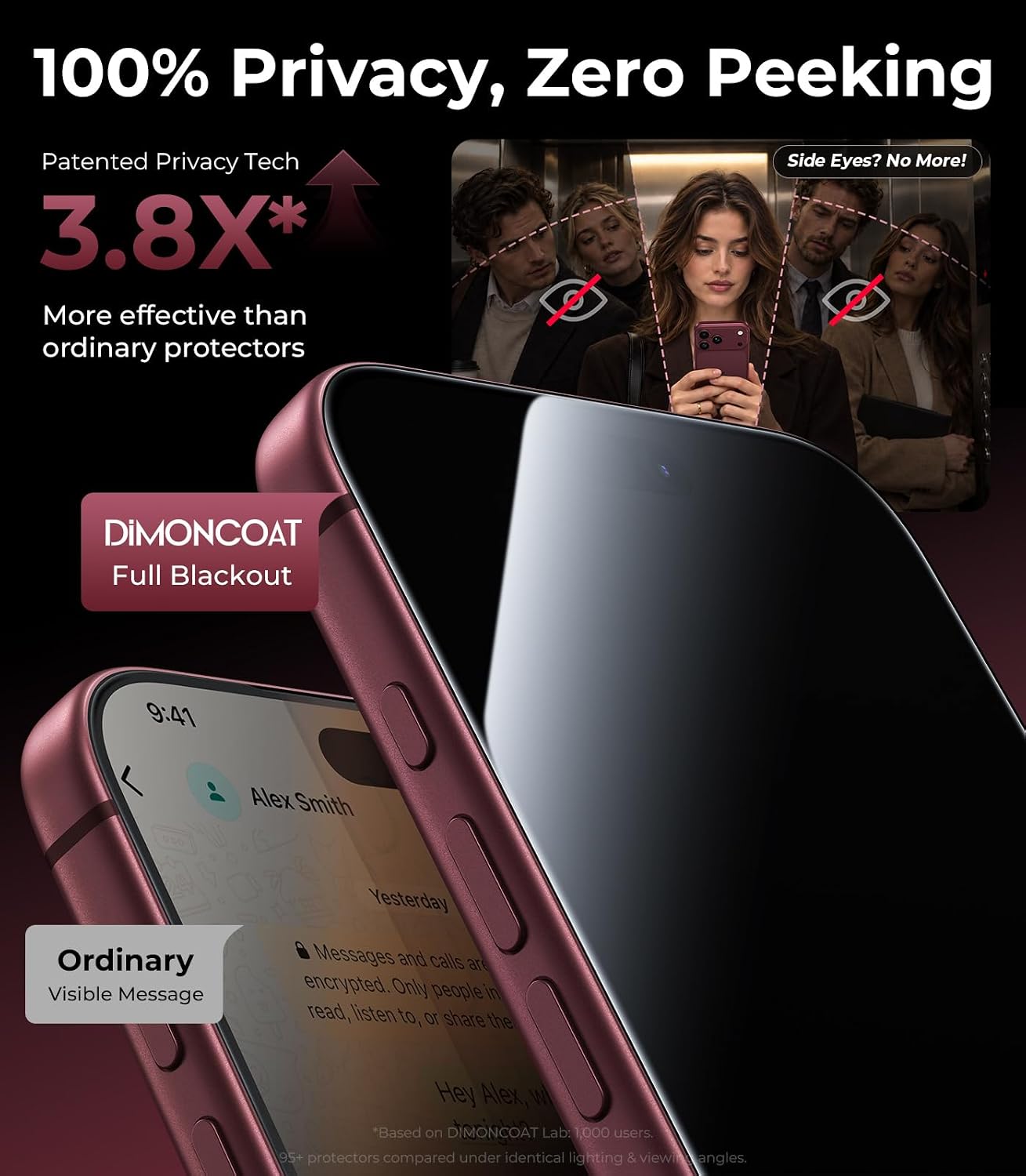Detalle de DIMONCOAT DM-QZDFK-82 Privacy Screen Protector for iPhone 18 Pro, 2-Pack