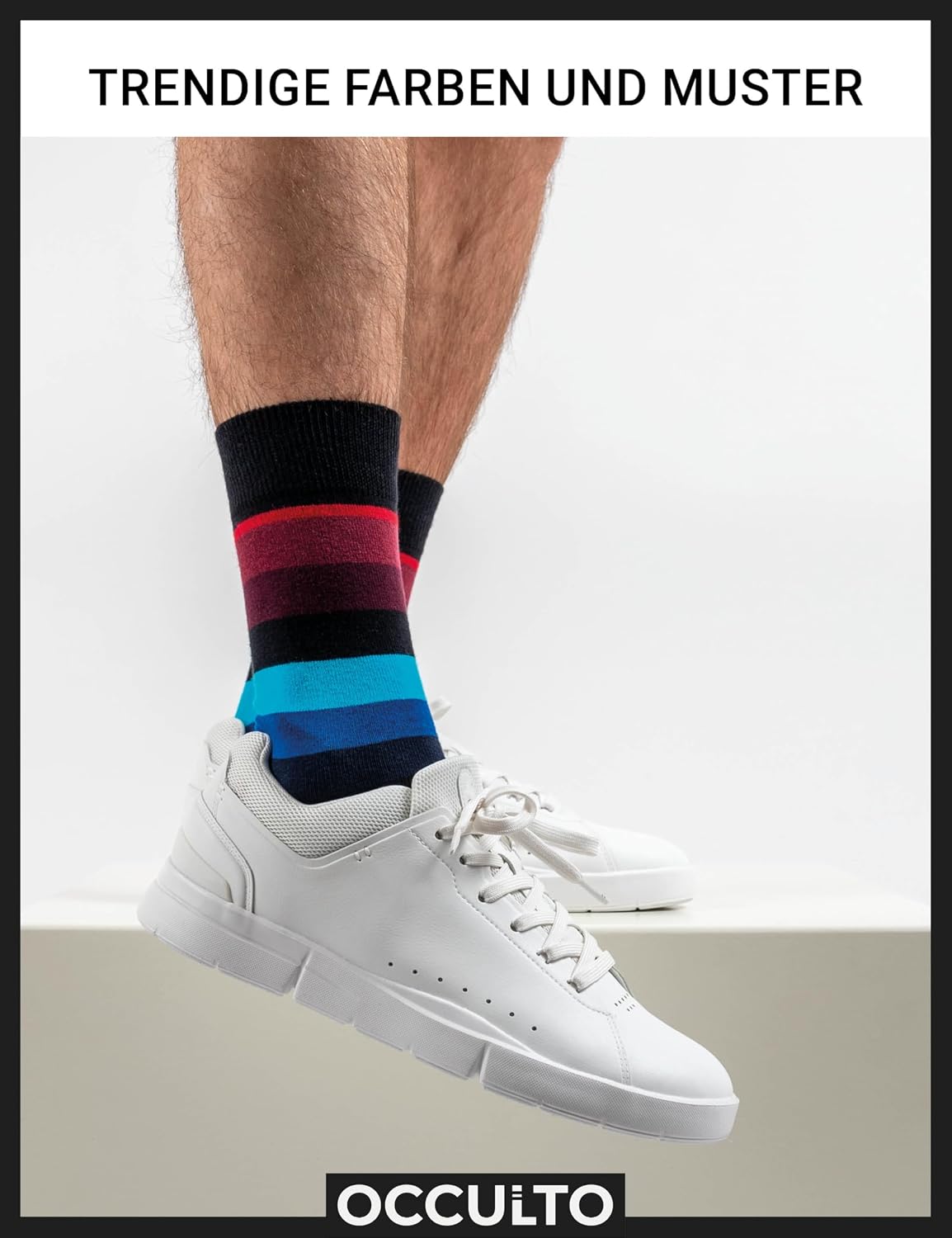 Detalle de Occulto BUNTE SOCKEN für Herren (6 Paar) aus Baumwolle – farbige Business- und Ringelsocken