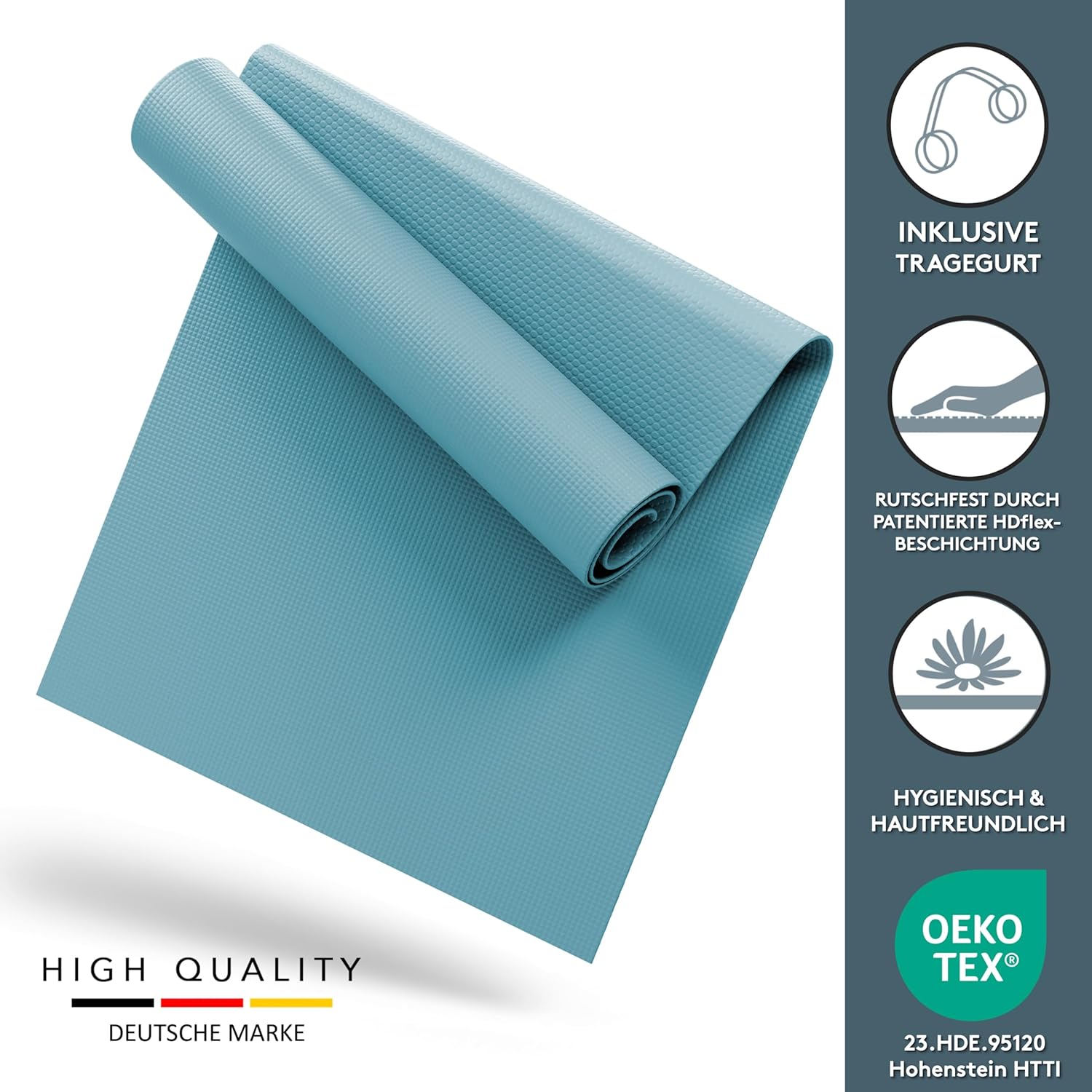 Thumbnail 5 de LILENO SPORTS Yoga Matte 180 x 60 cm (inkl. Tragegurt) – extra rutschfest, 4 mm
