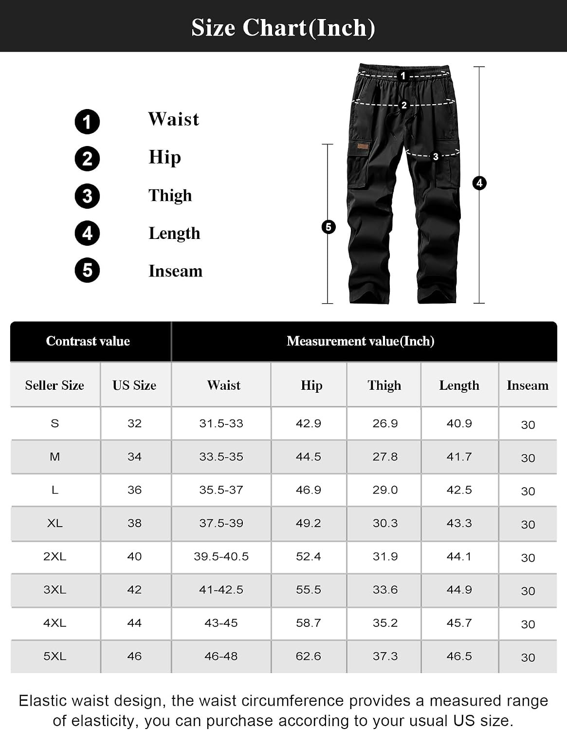 Detalle de Comdecevis Men's Cargo Pants with Multiple Pockets and Drawstring Waist