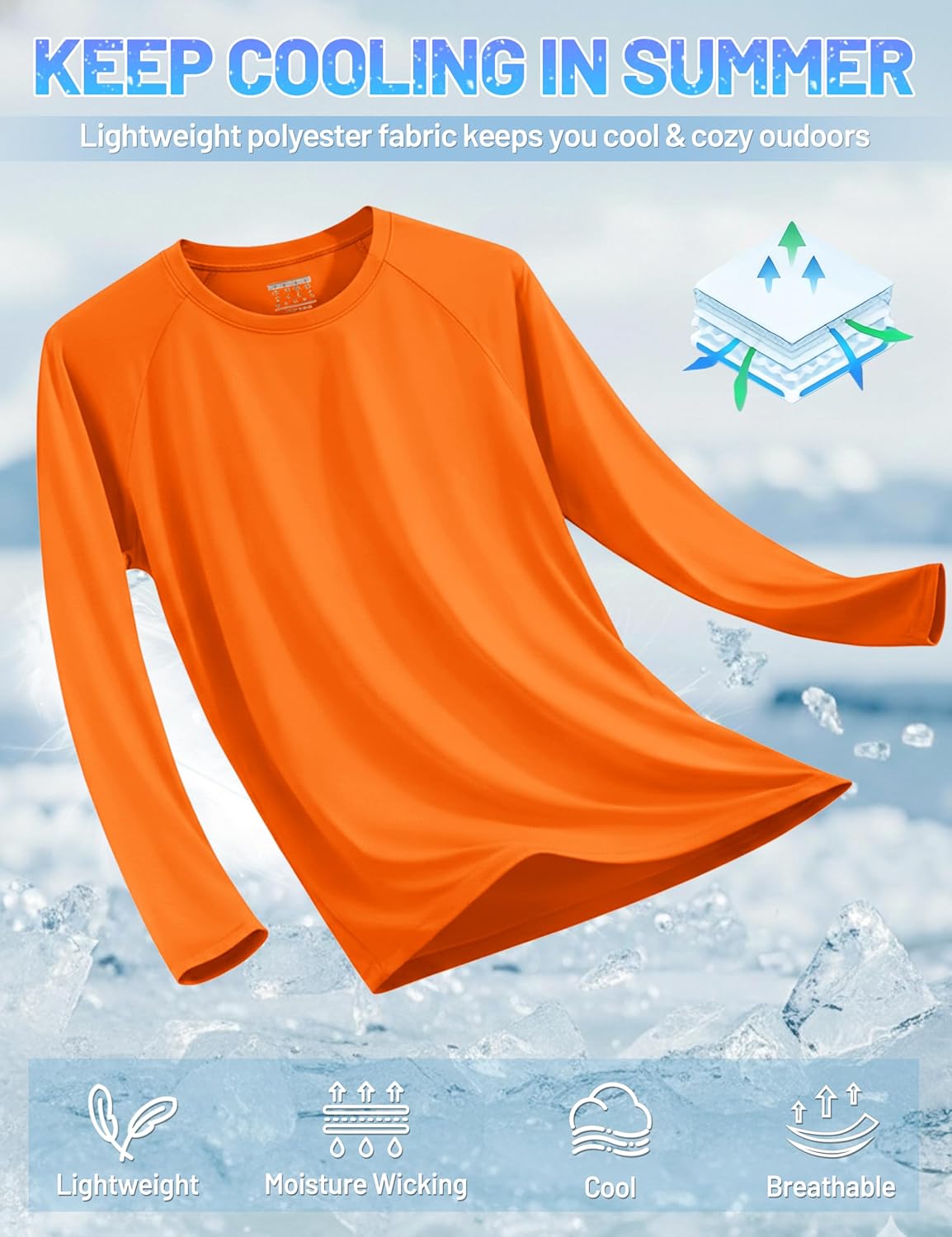 Detalle de TACVASEN Men's UV Protection UPF 50+ Long Sleeve T-Shirt – Outdoor Utility for Active Brits