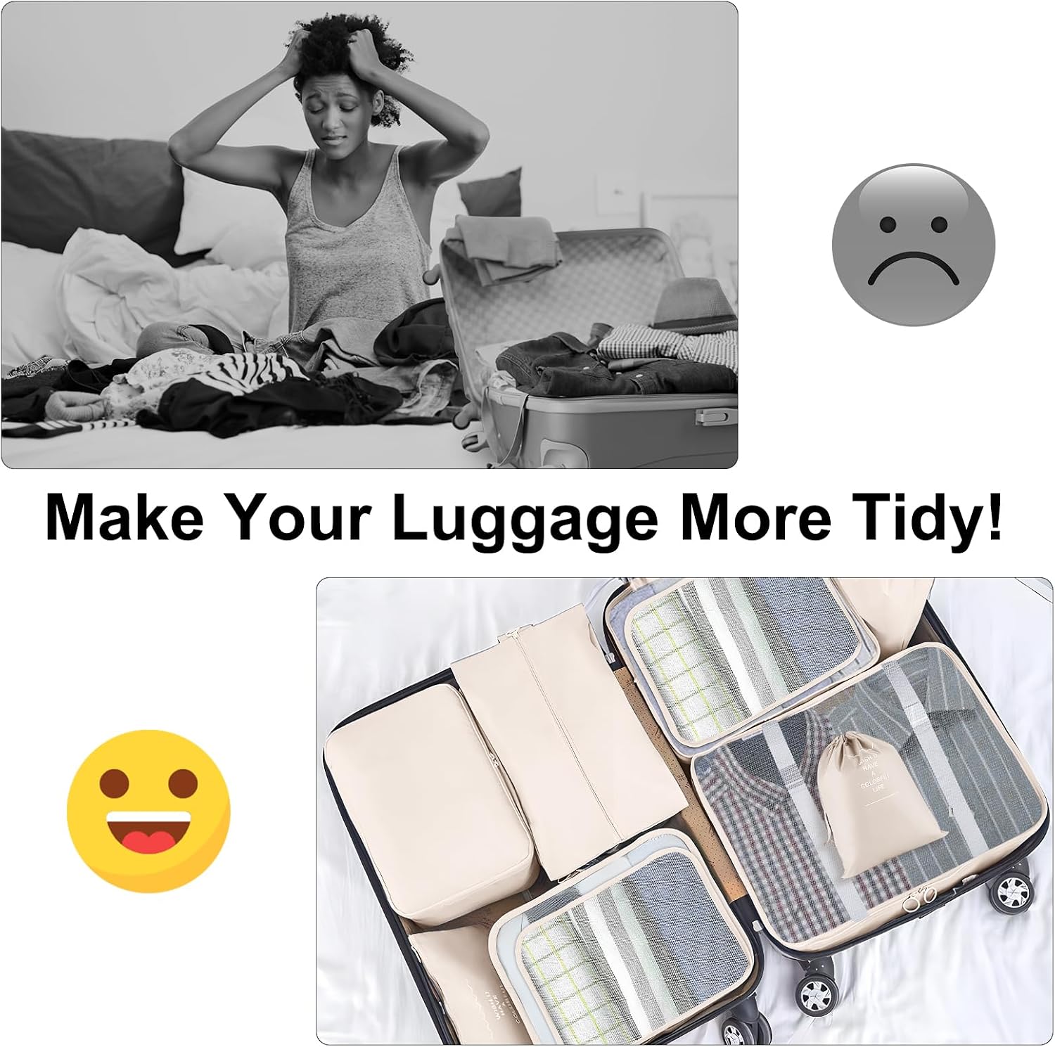 Thumbnail 4 de Koffer Organizer Set, 10 Stück Packing Cubes for Suitcase Travel Accessories Kofferorganizer Set Kleidertaschen Packwürfel Kosmetik Travel Organizer Packtaschen für Koffer (Beige)
Koffer Organizer Set, 10 Stück Packing Cubes for S…