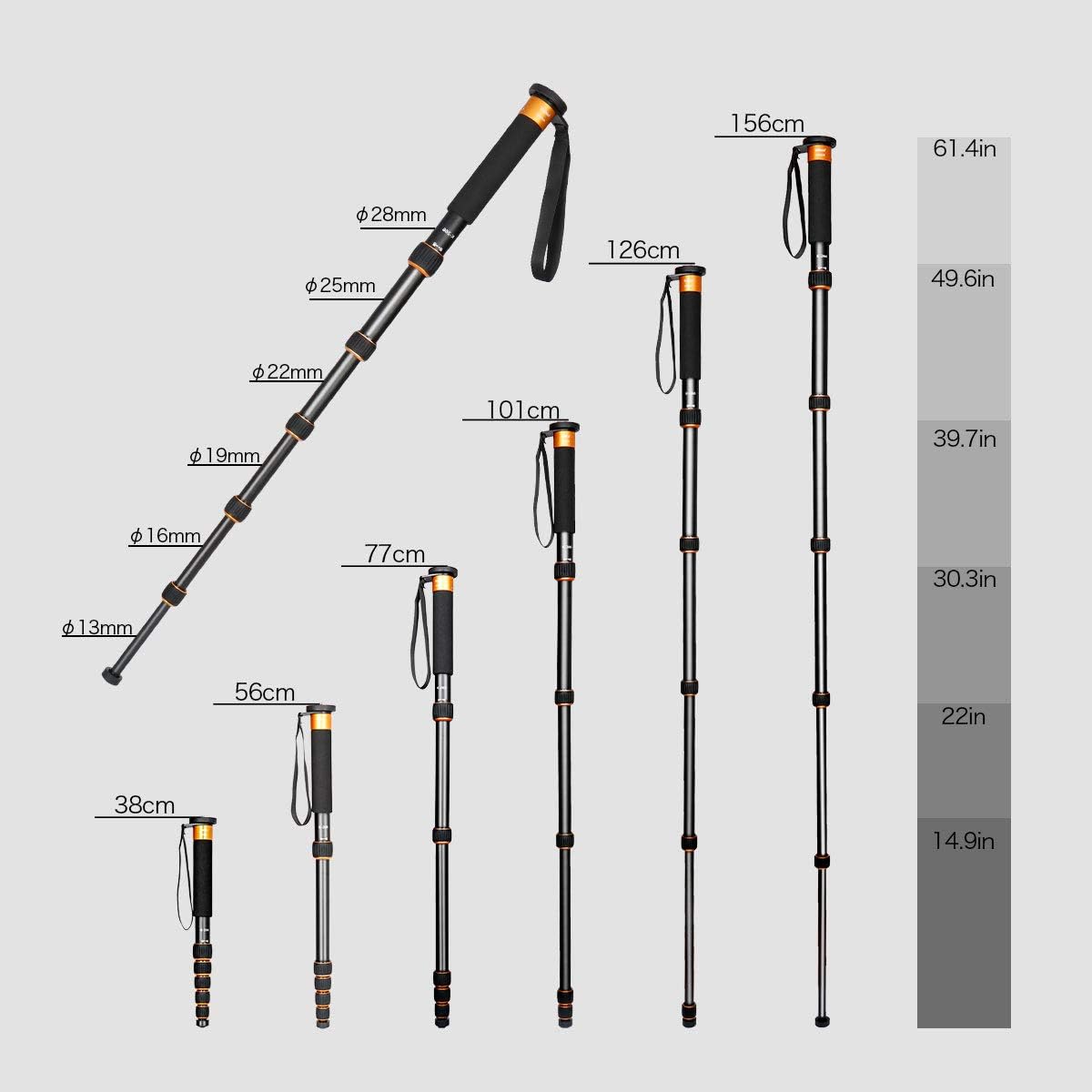 Thumbnail 3 de Koolehaoda 6 Sections Monopod: Portable Aluminium Monopod with 156 cm Reach