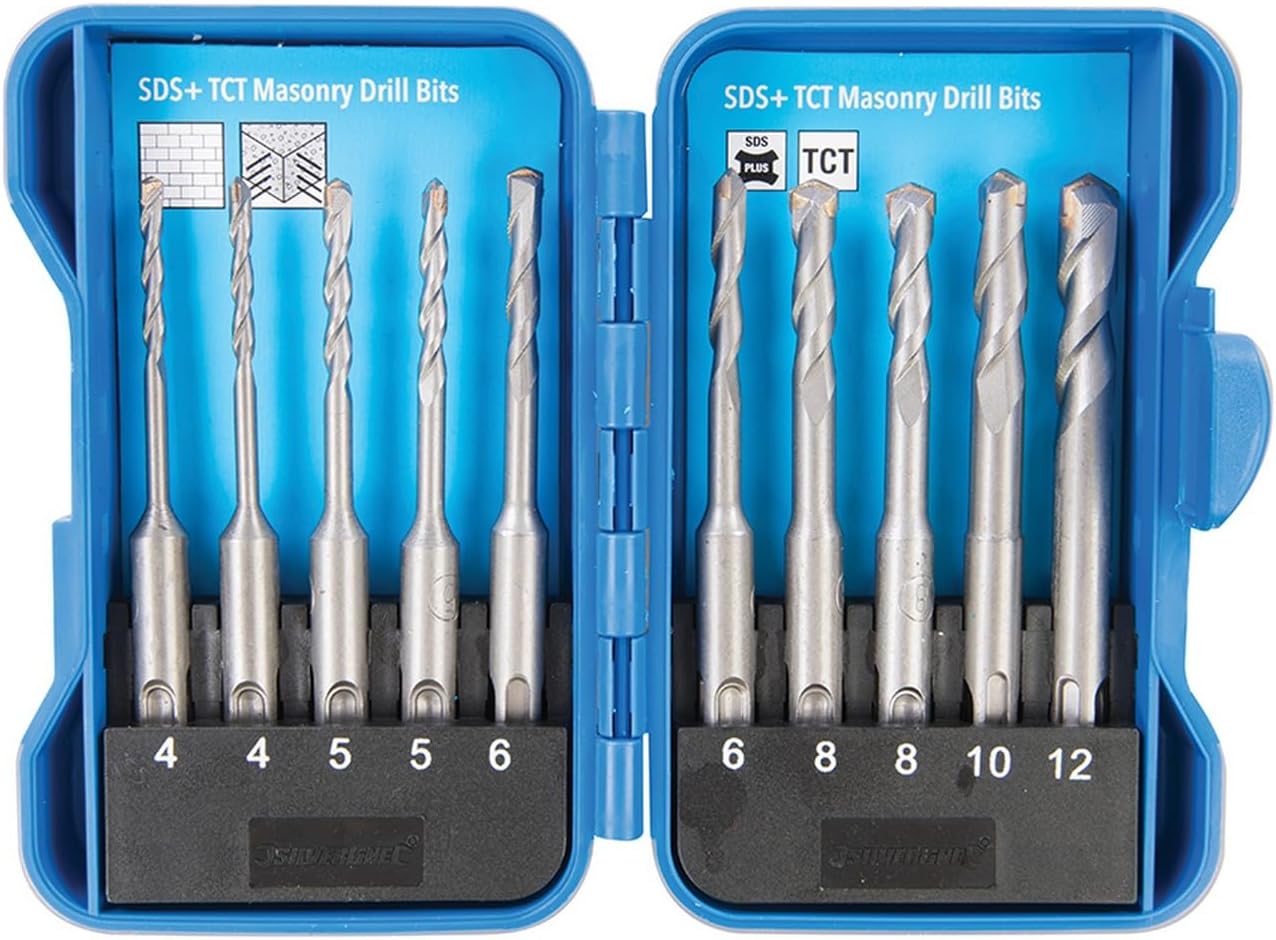 Detalle 2 de Silverline 628645 — Jeu de 10 mèches TCT SDS Plus pour maçonnerie