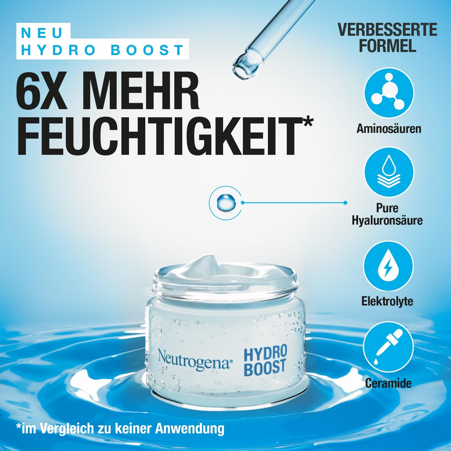 Detalle de Neutrogena Hydro Boost Aqua Creme – parfümfreie Hyaluron-Gesichtscreme für intensive Feuchtigkeit (2 x 50 ml)