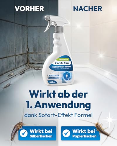 Detalle de Gerobug Silberfisch-Spray mit Sofortwirkung 500 ml – effektiver Schutz gegen Silberfische und Papierfische