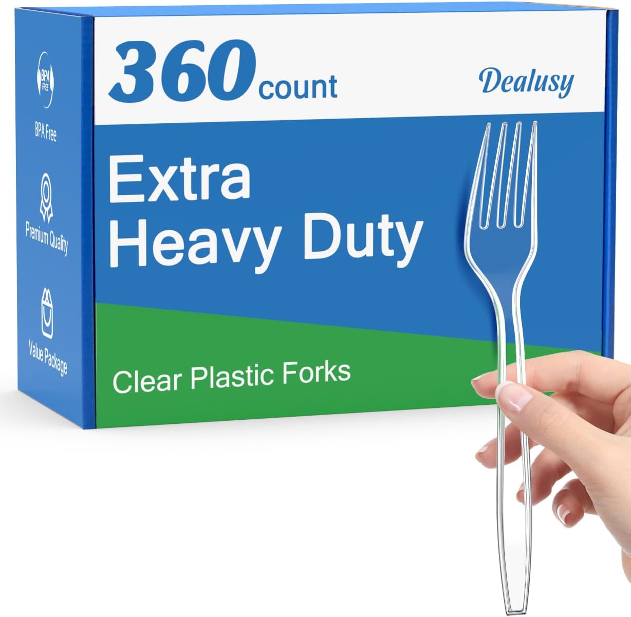 Detalle de Dealusy 360 Clear Extra Heavy Duty Plastic Forks 🍴