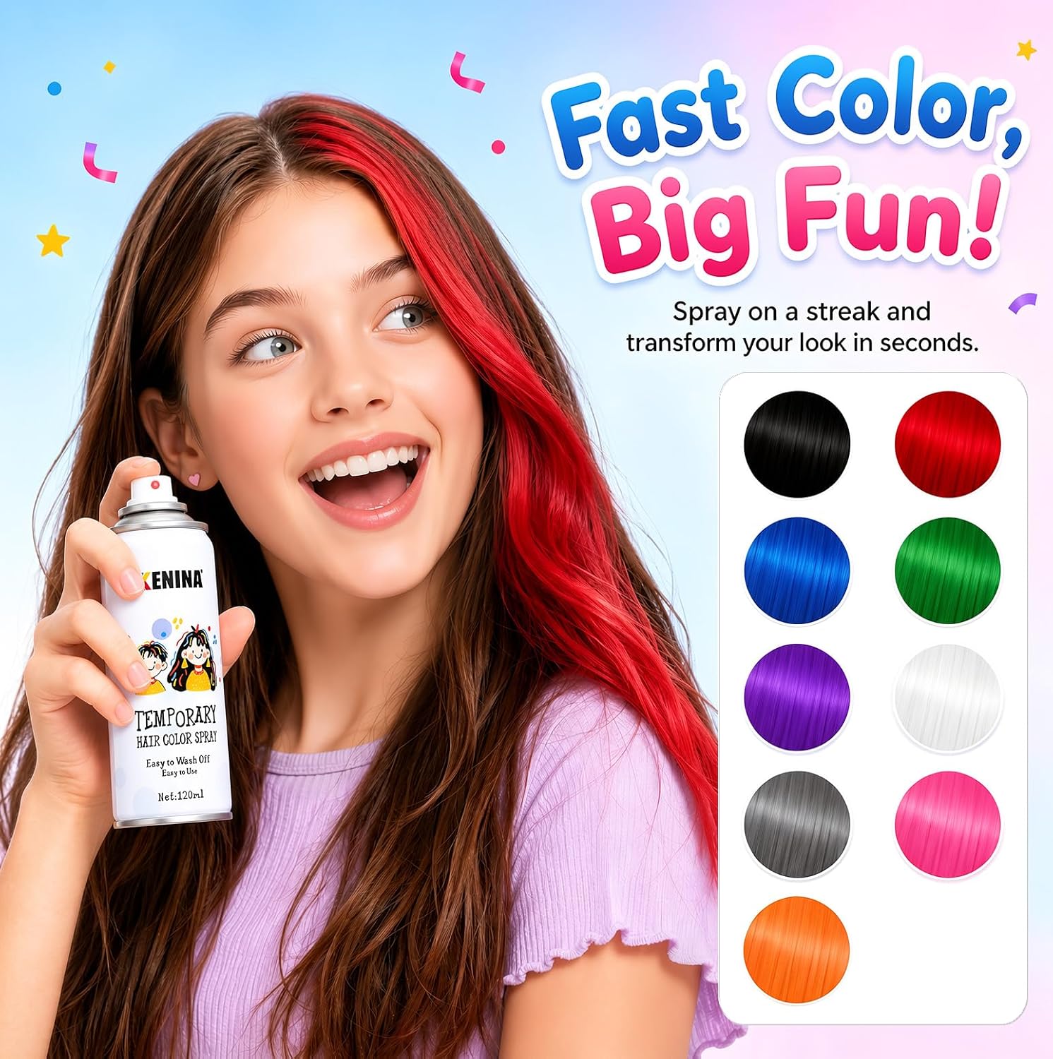 Detalle de KENINA White Hair Spray, Temporary Washable Color for Halloween and Cosplay
