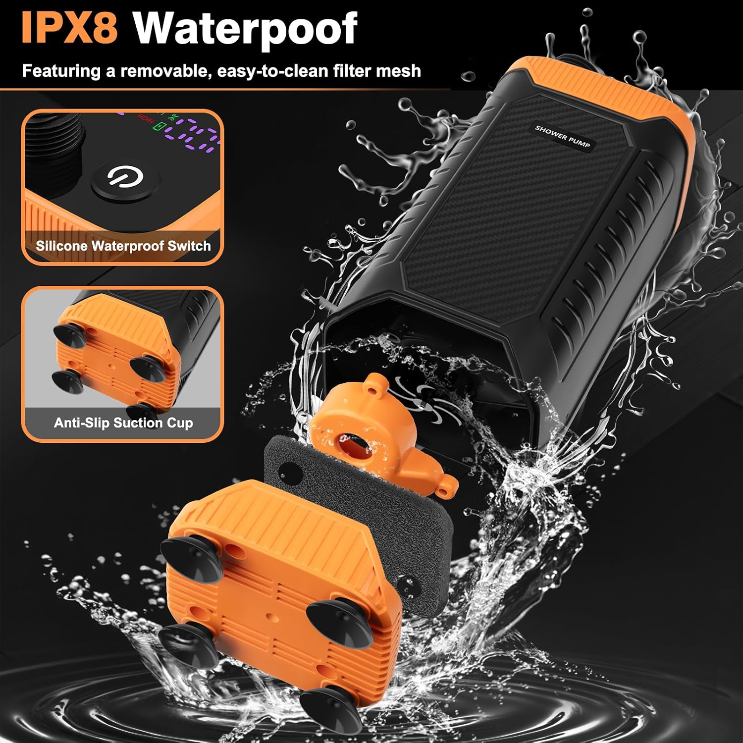 Thumbnail 4 de Heyeke Portable Camping Shower with 8000mAh Battery and LED Display