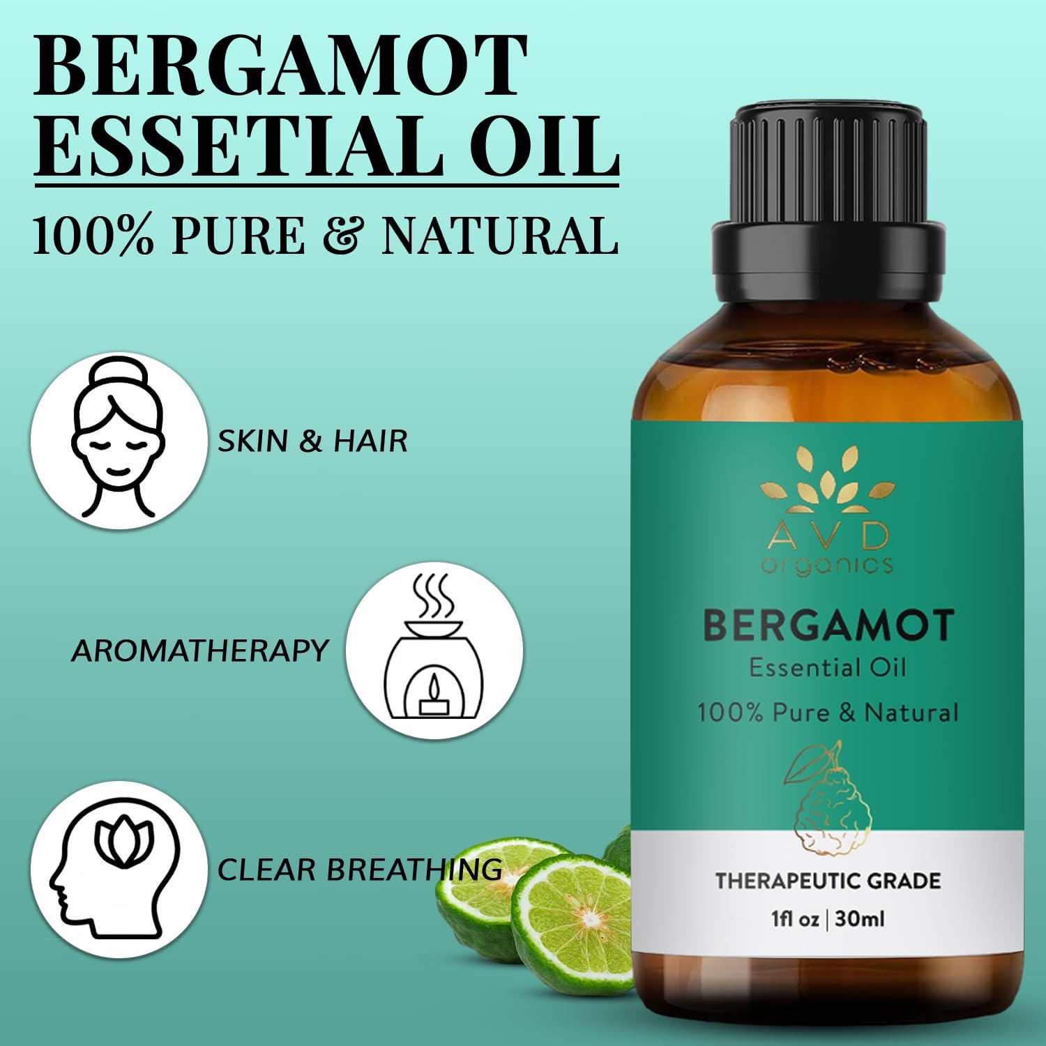 Detalle de AVD ORGANICS Weihrauchöl haut (1 Fl. Oz) – 100% rein & natürlich für Massage, Diffusor und Raumduft
