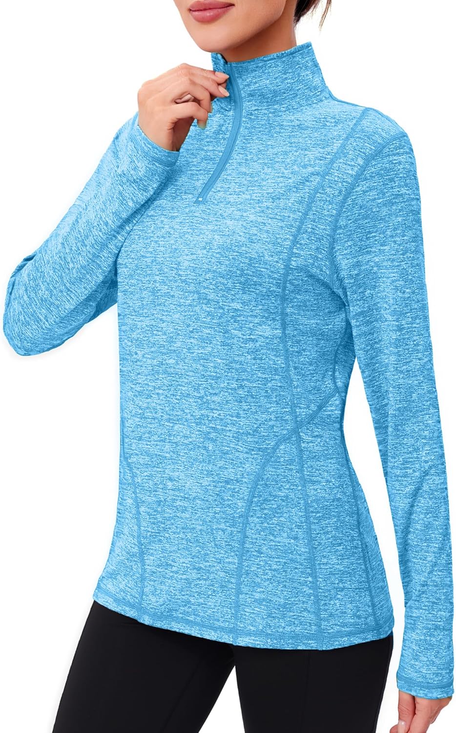 Thumbnail 6 de Terecey Tee Shirt Sport Femme Manche Longue avec Zip 1/4 — Confort Thermique pour Automne/Hiver