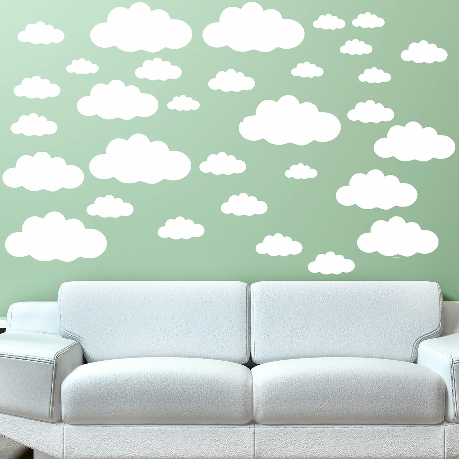 Detalle 2 de ZLZLCFZE White Cloud Wall Decals, 31-Piece Waterproof Vinyl Set